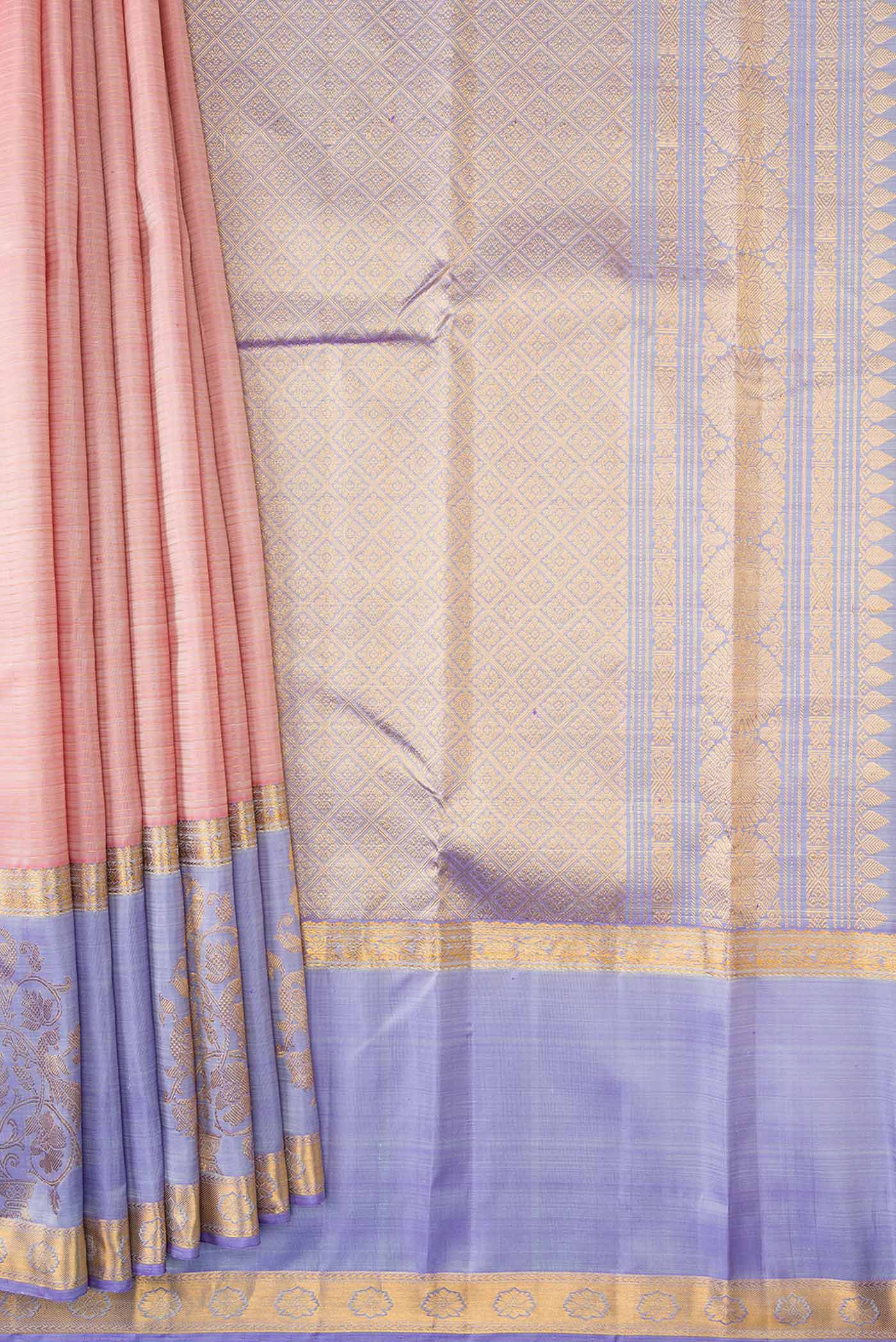 Rose pink Kanchipuram Silk Saree - Image 4