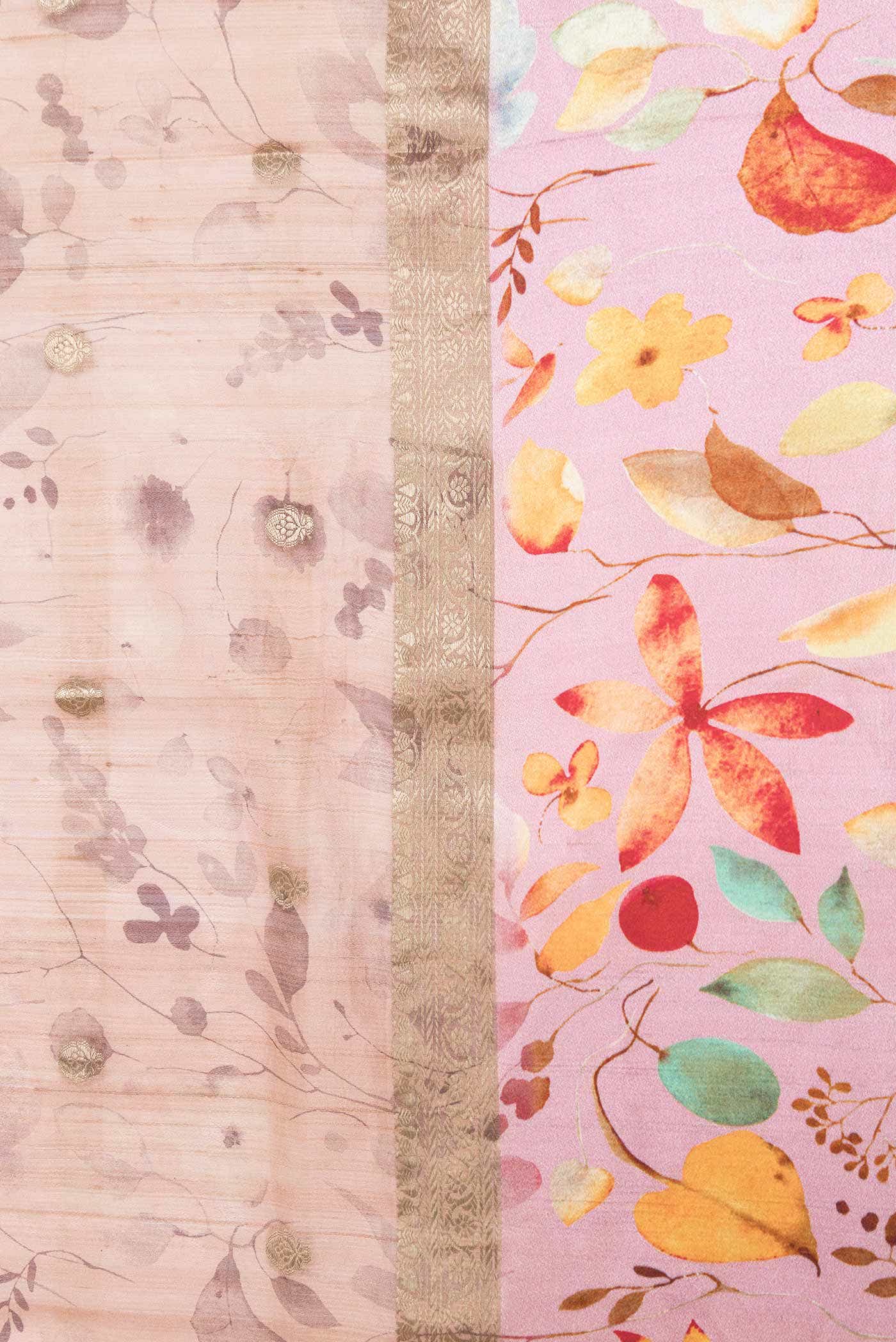 Rose Gold Dual Tone Tussar Silk Saree - Image 5