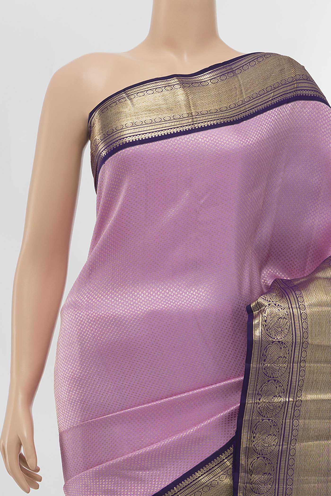 Lavender Kanchipuram Silk Saree - Image 2