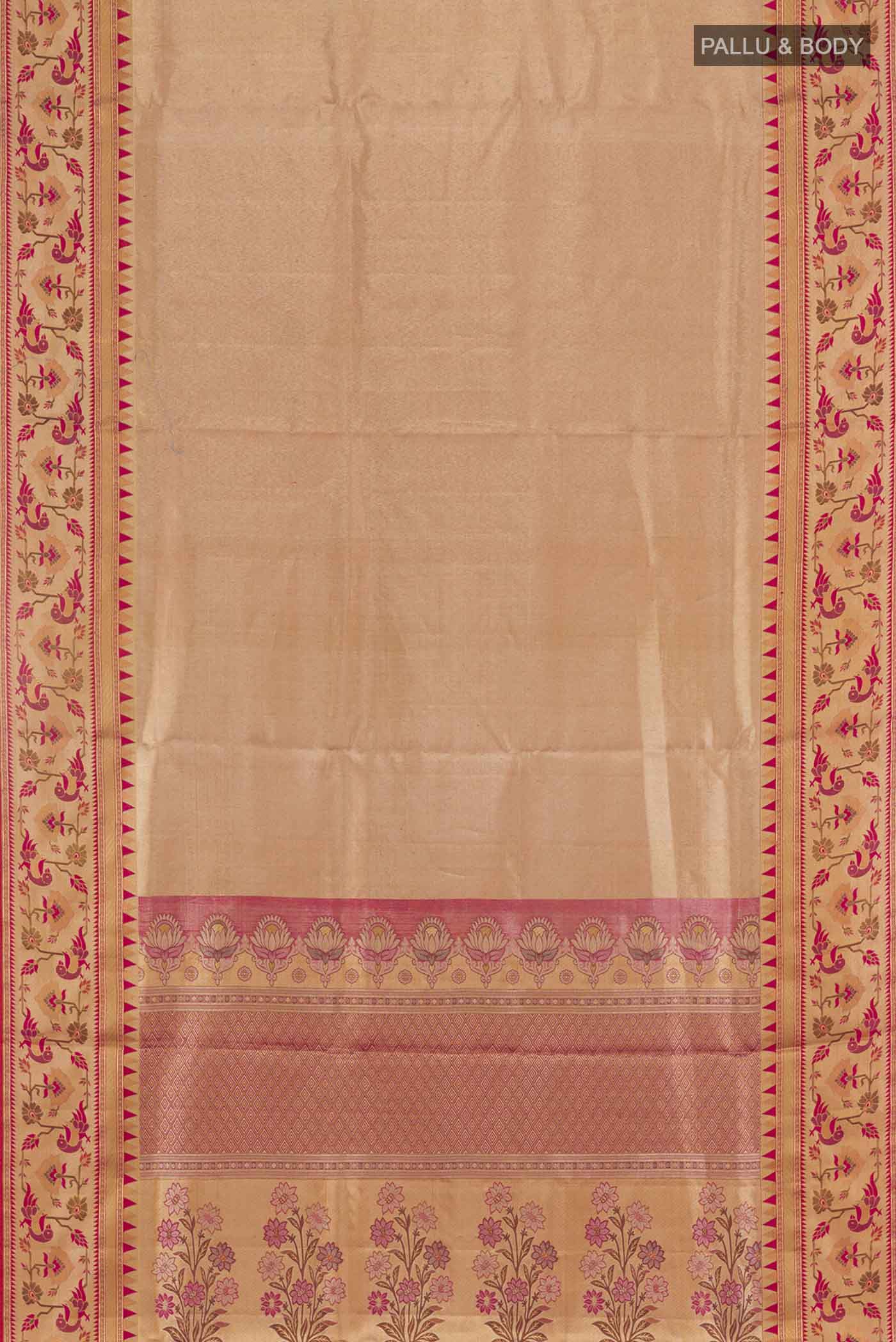Rose Gold Kanchipuram Tissue Silk Saree - Image 6