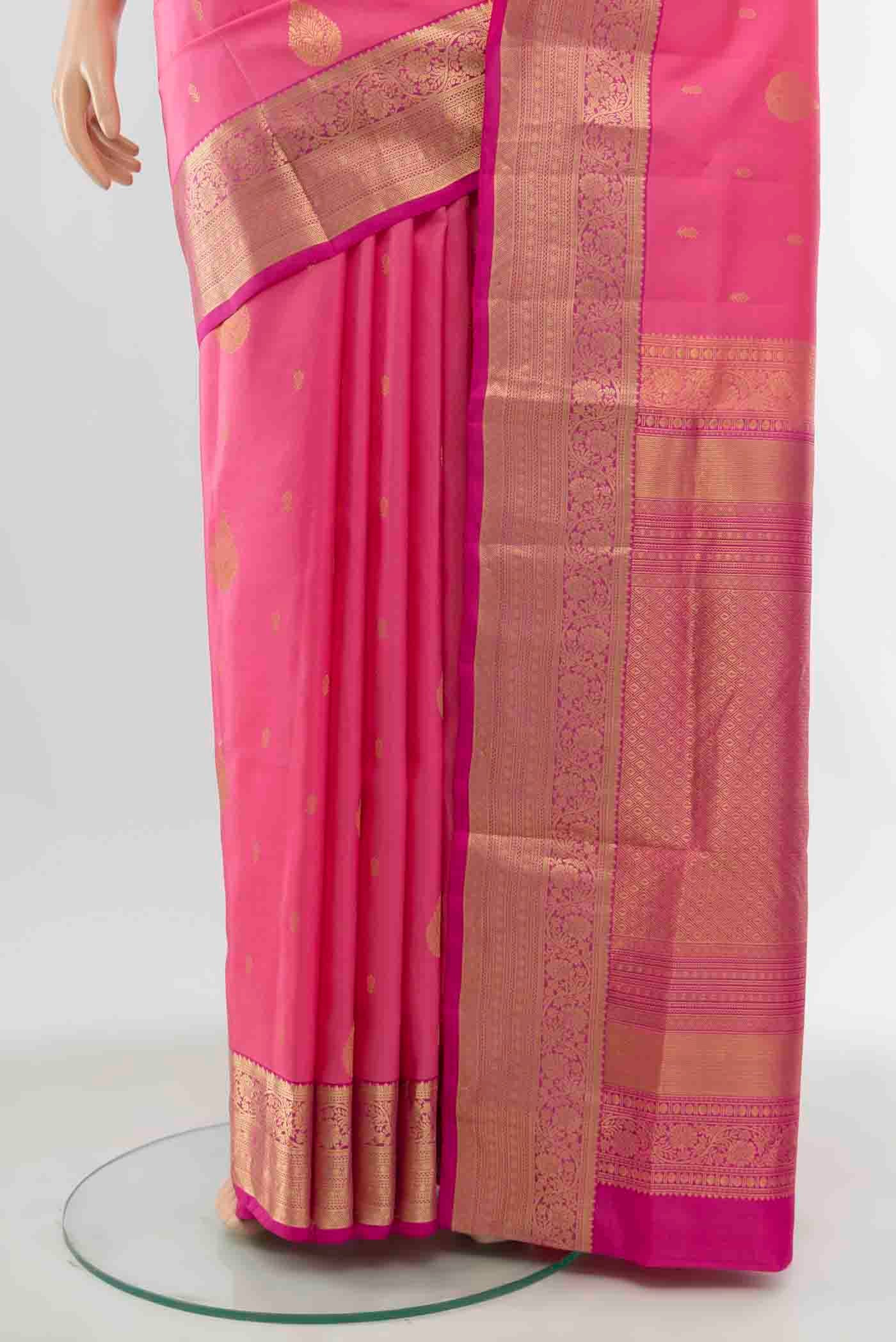 Rose pink Soft Silk Saree - Image 3