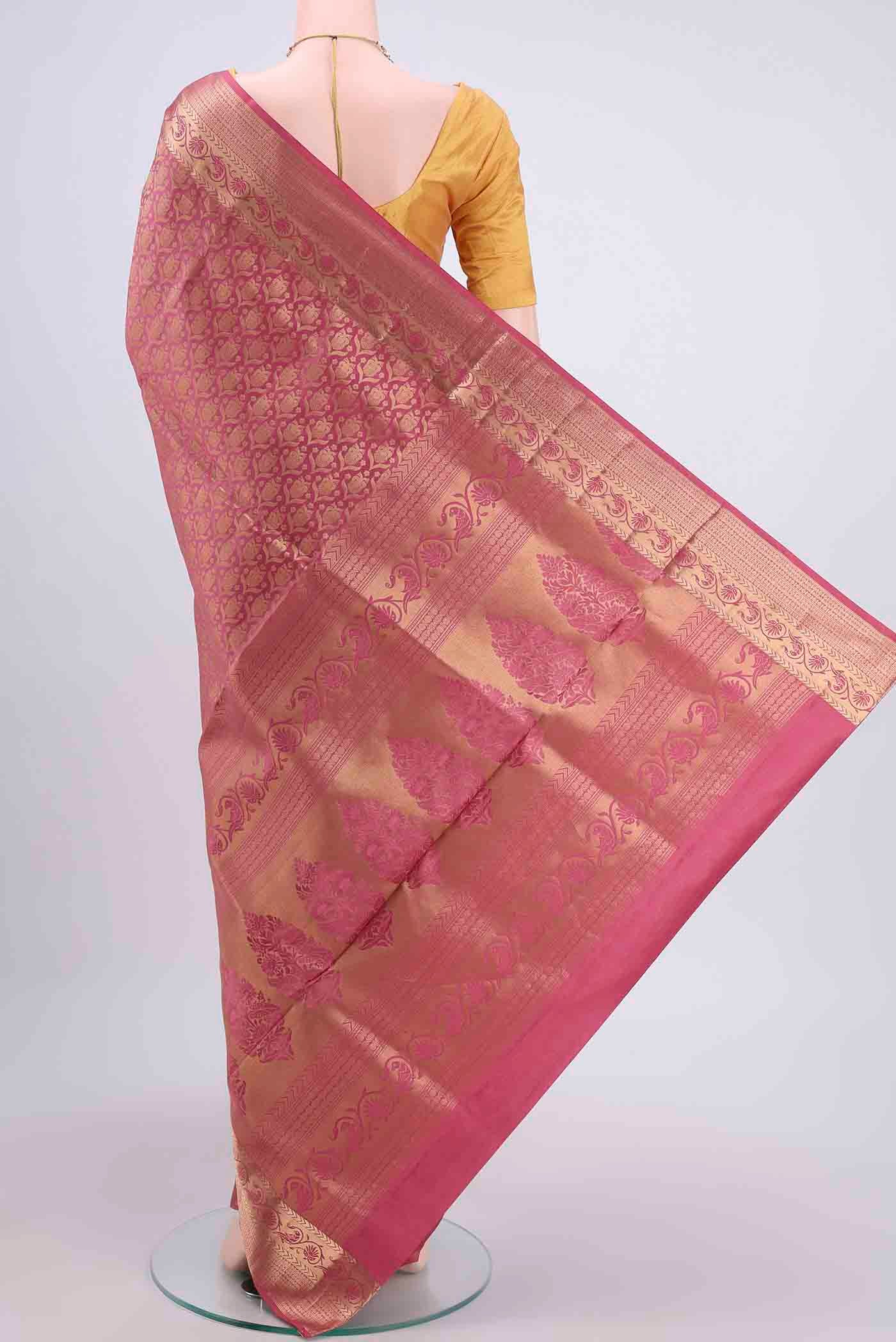 Rose Gold Soft Silk Saree - Image 3