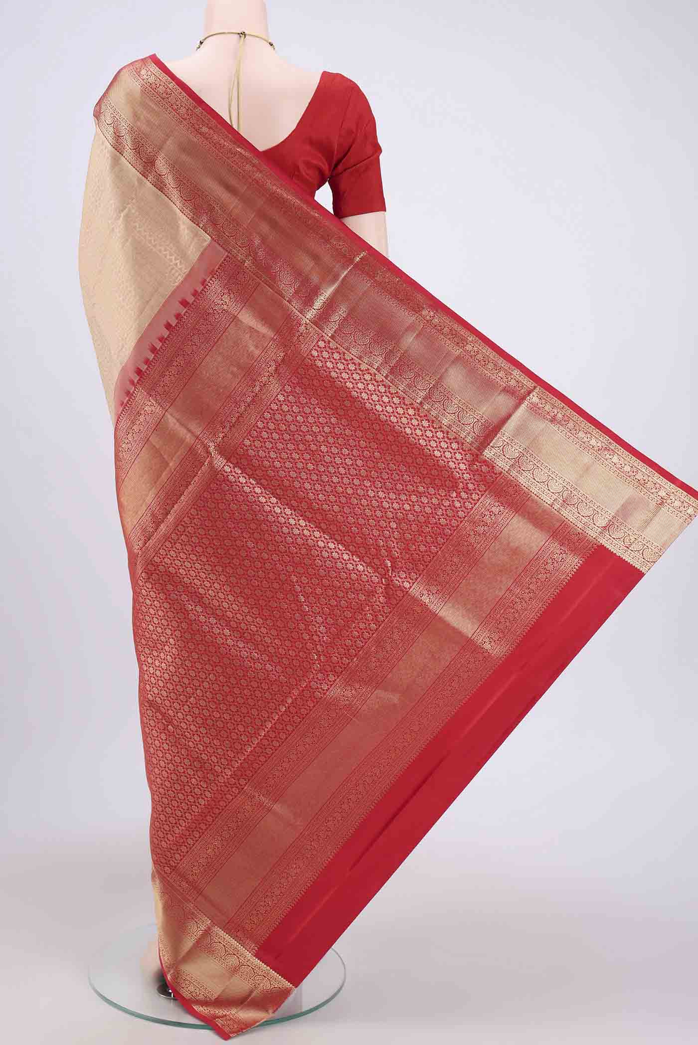 Rose Gold Soft Silk Saree - Image 3
