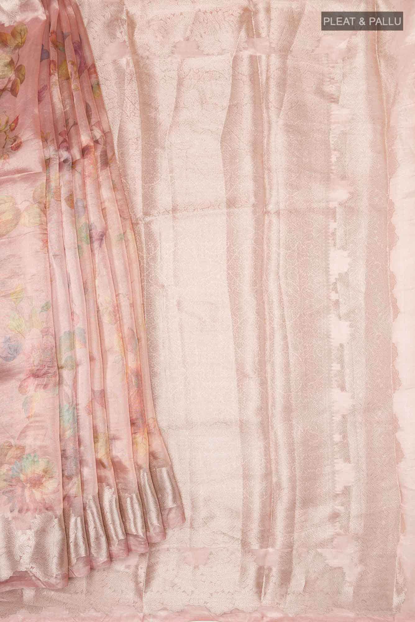 Rose Gold Tissue Silk Saree - Image 7