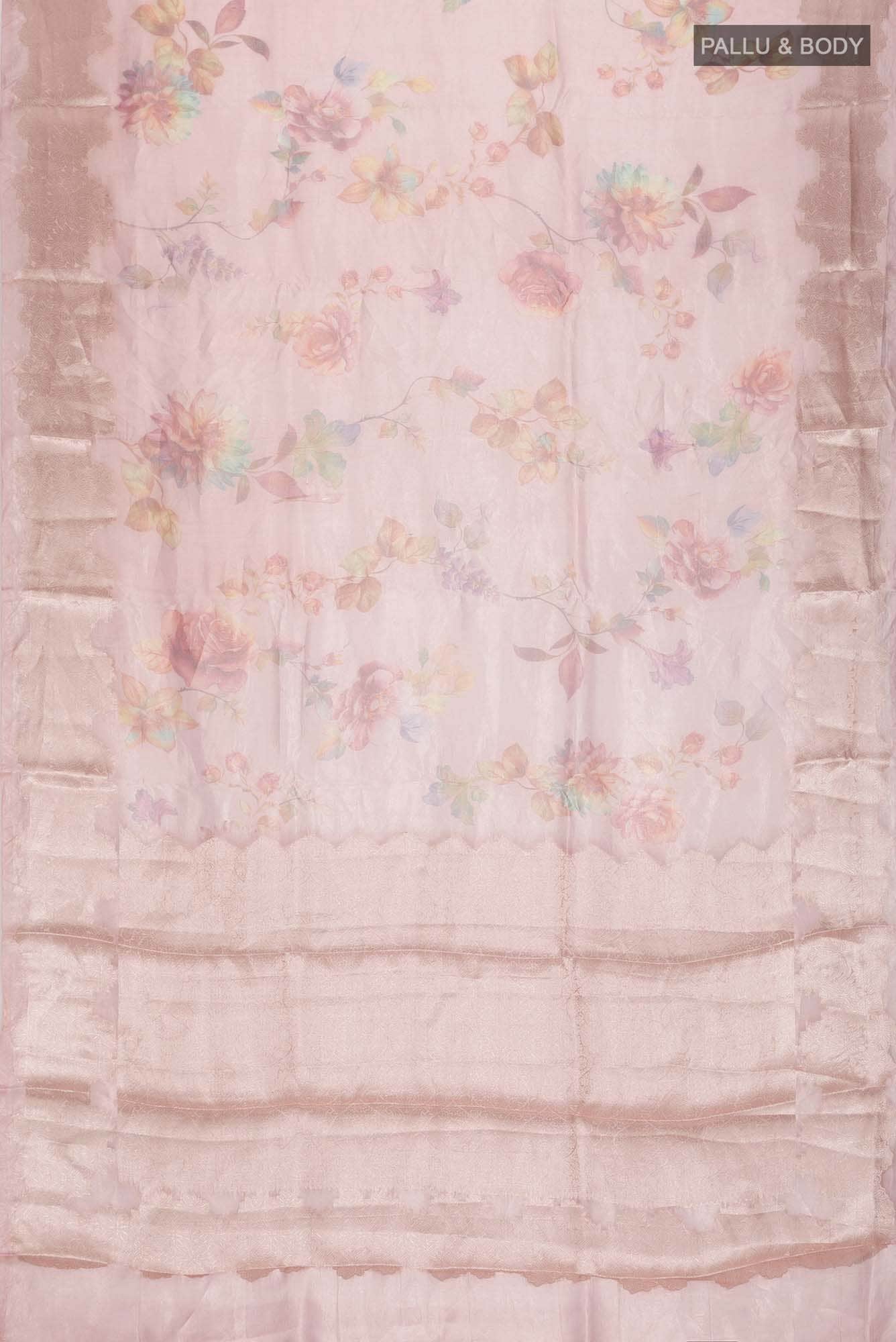 Rose Gold Tissue Silk Saree - Image 9