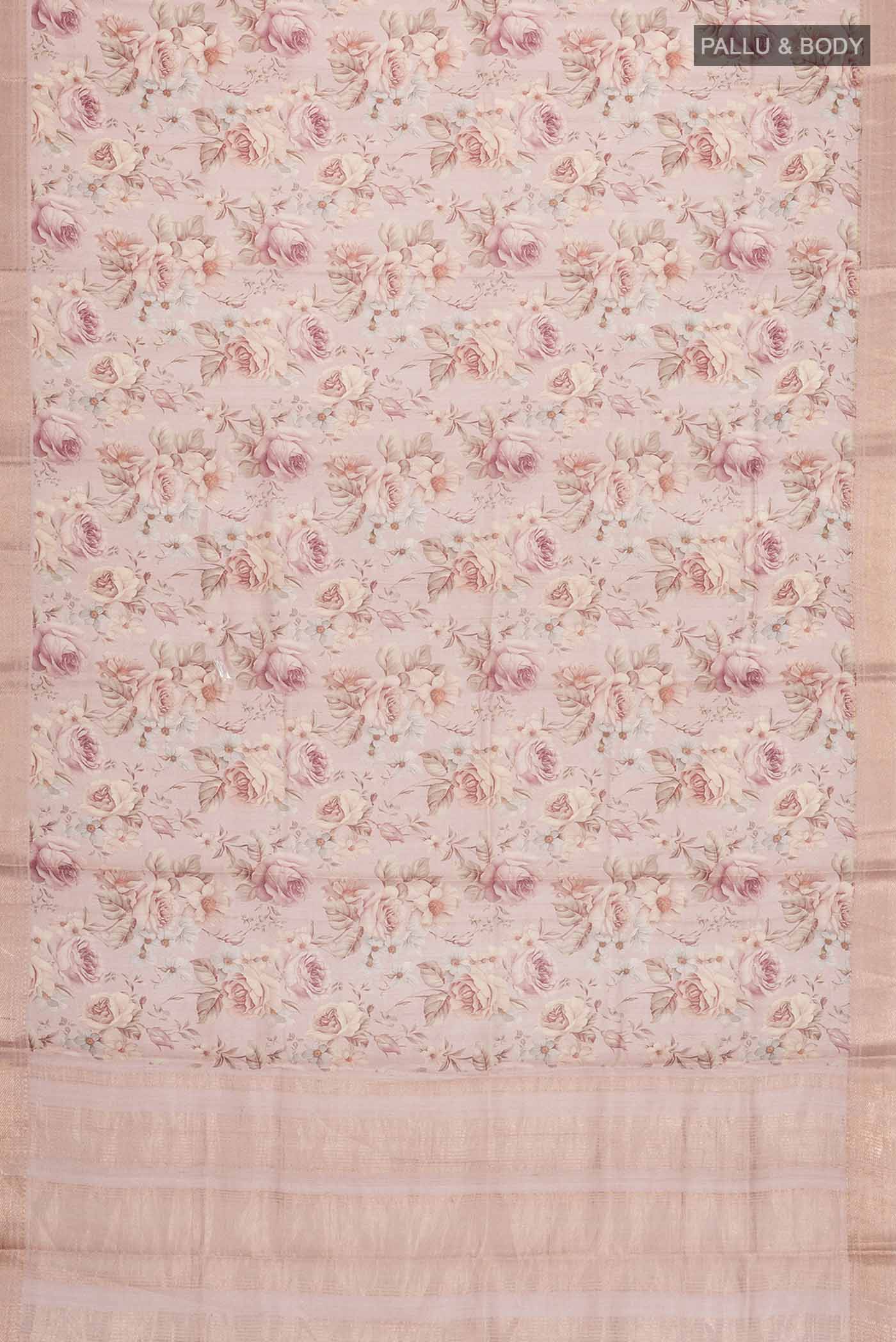 Rose Gold Tussar Silk Saree - Image 5