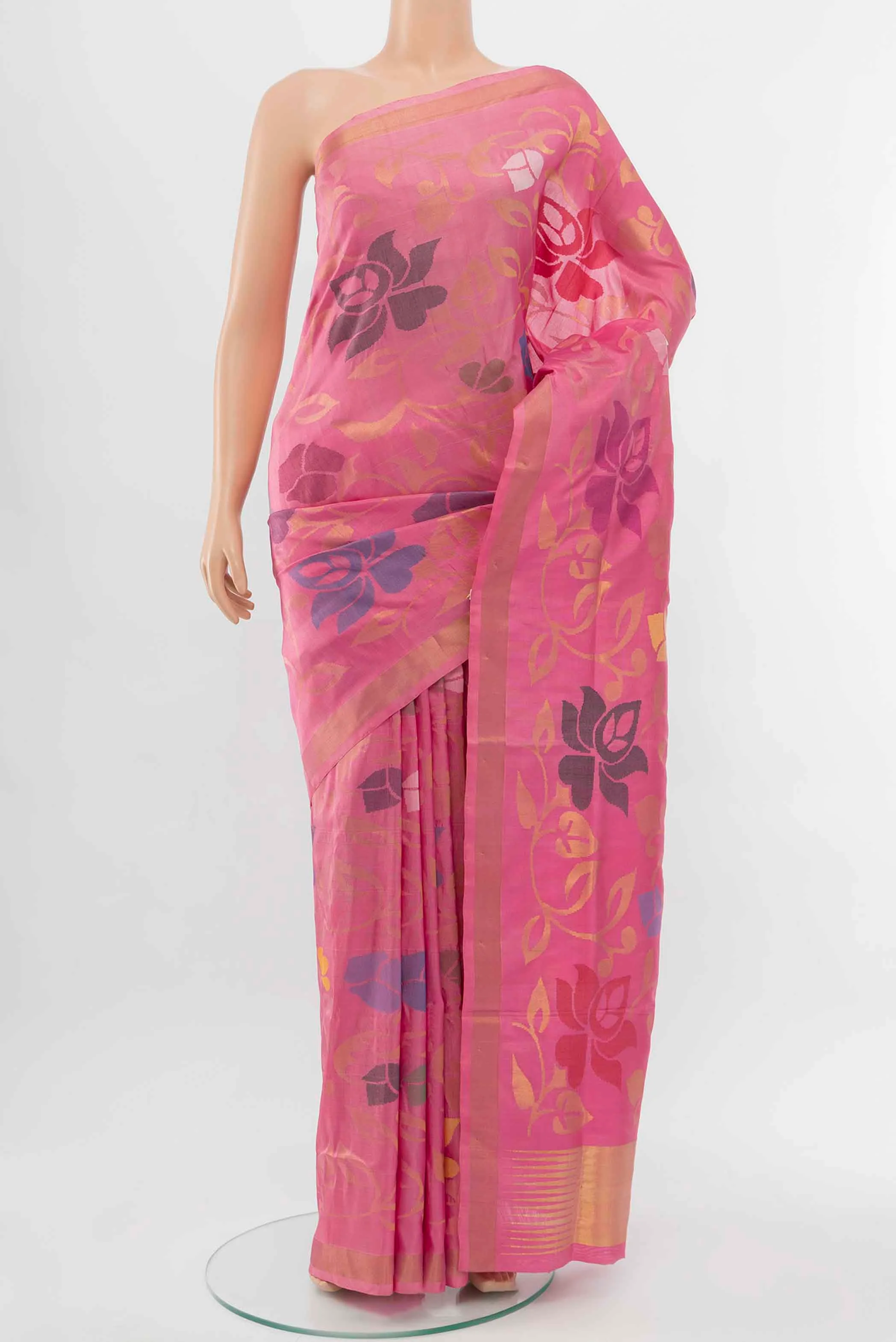 Rose pink Uppada Silk Saree