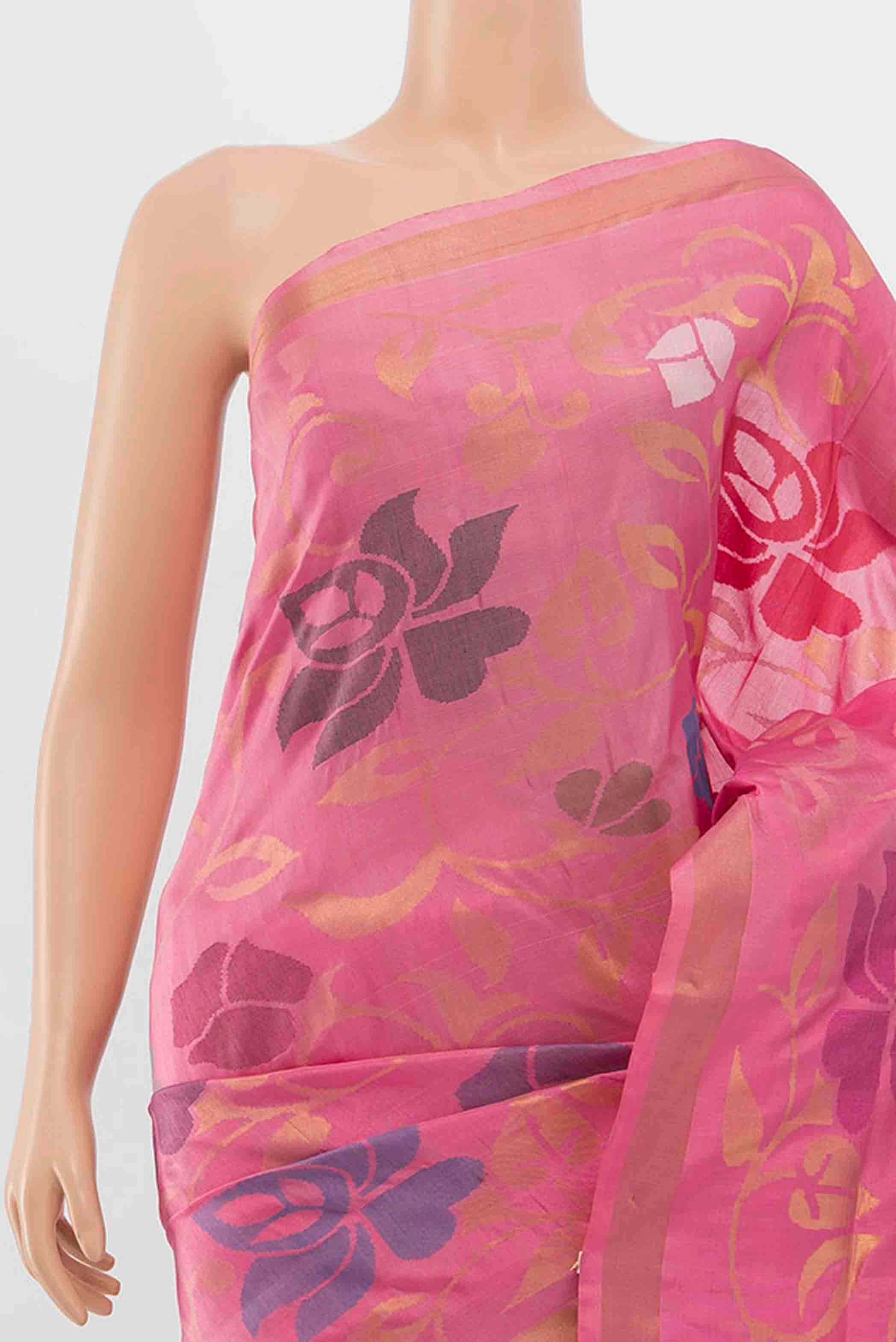 Rose pink Uppada Silk Saree - Image 2