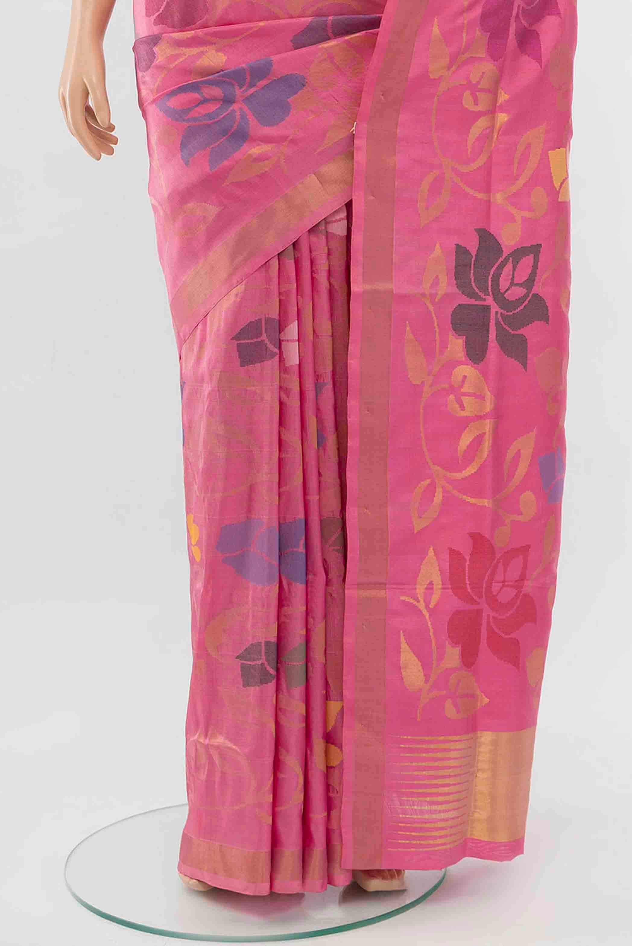 Rose pink Uppada Silk Saree - Image 3