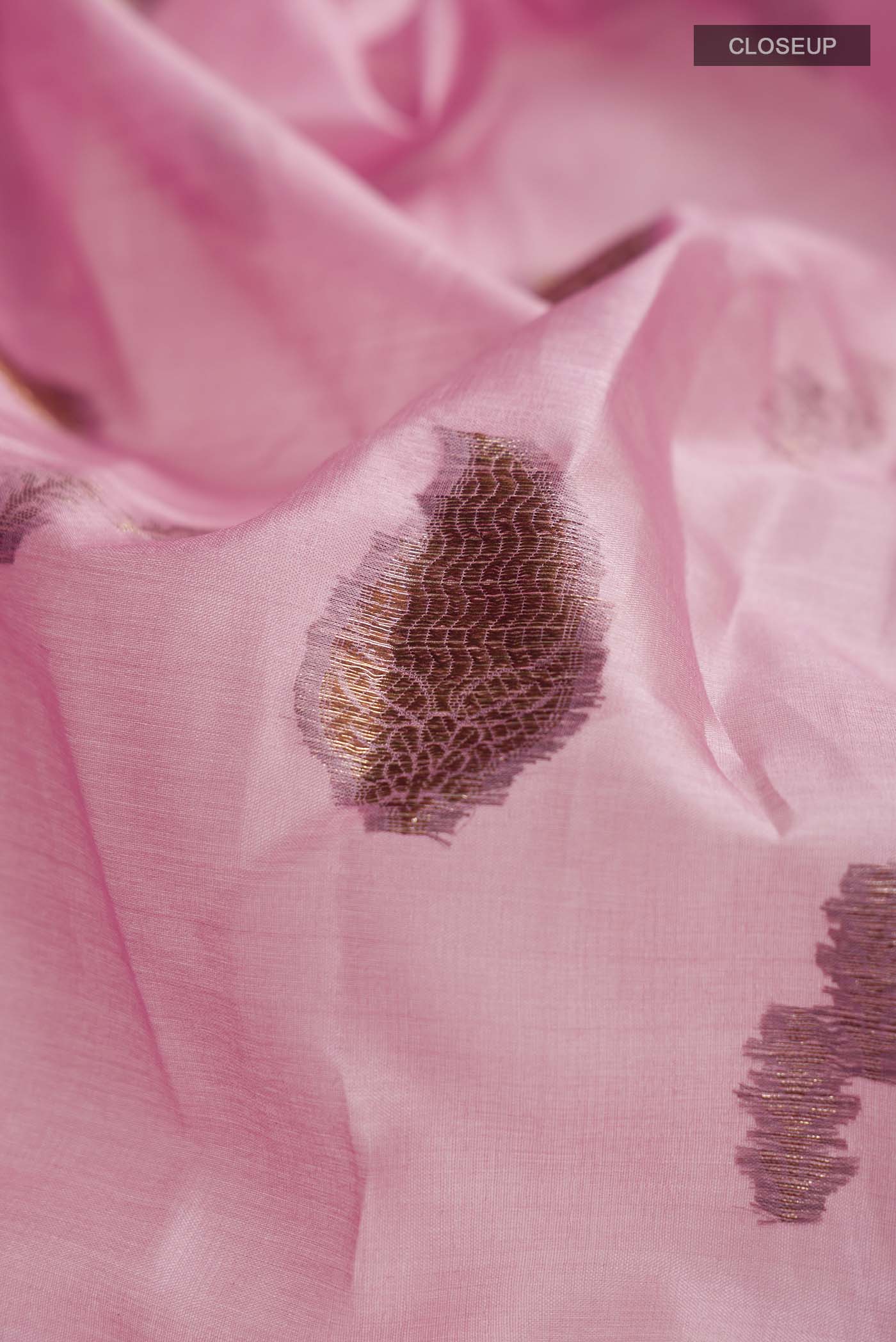 Rose pink Bhagalpuri Tussar Silk Saree - Image 2
