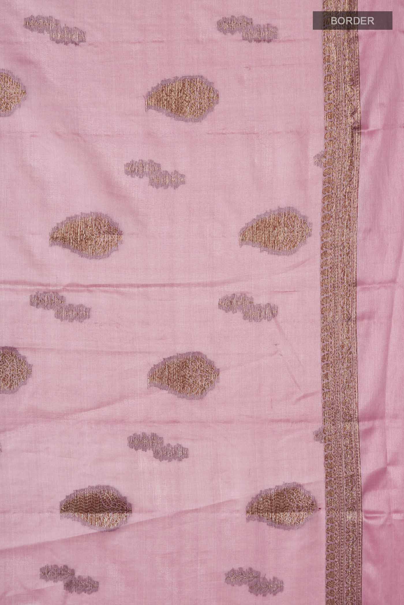 Rose pink Bhagalpuri Tussar Silk Saree - Image 3