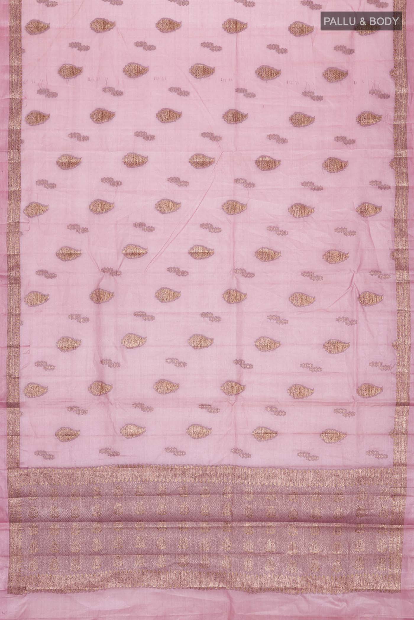 Rose pink Bhagalpuri Tussar Silk Saree - Image 5