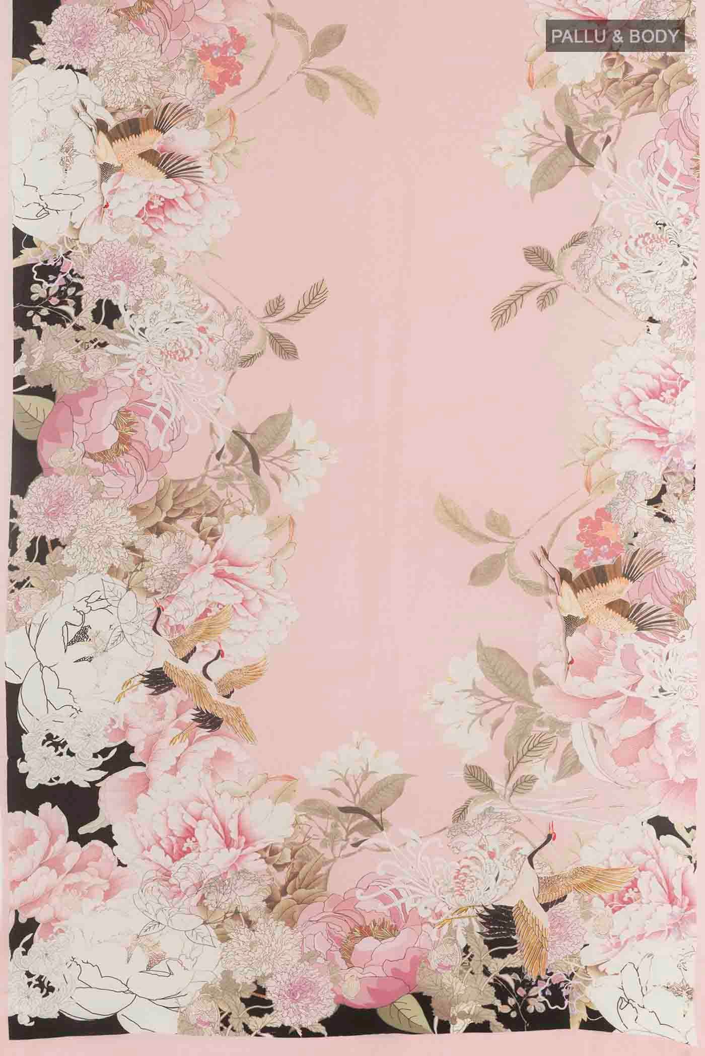 Rose pink Mysore Crepe Saree - Image 3