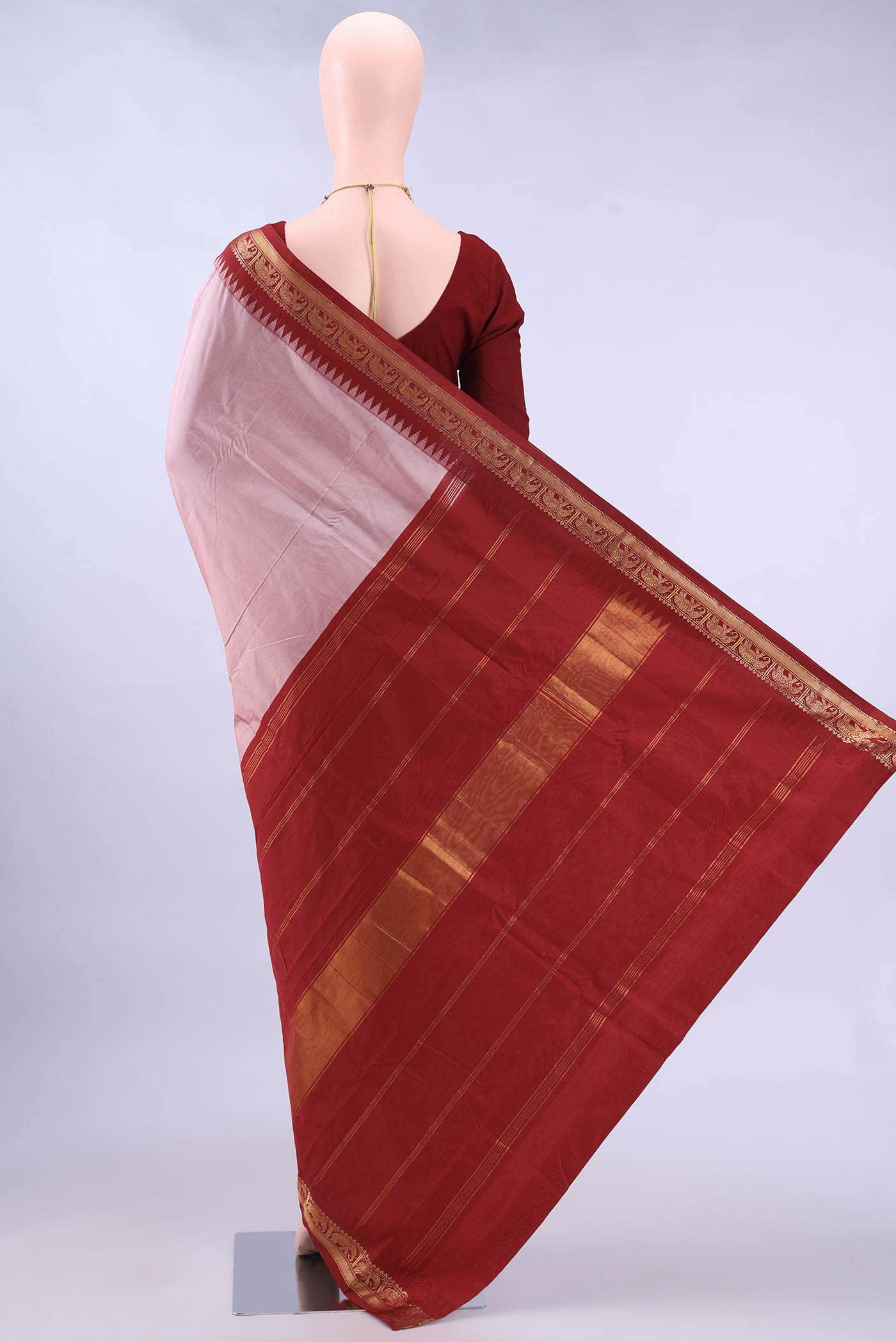Rose pink Dual Tone Blended Bangalore Silk Saree - Image 2