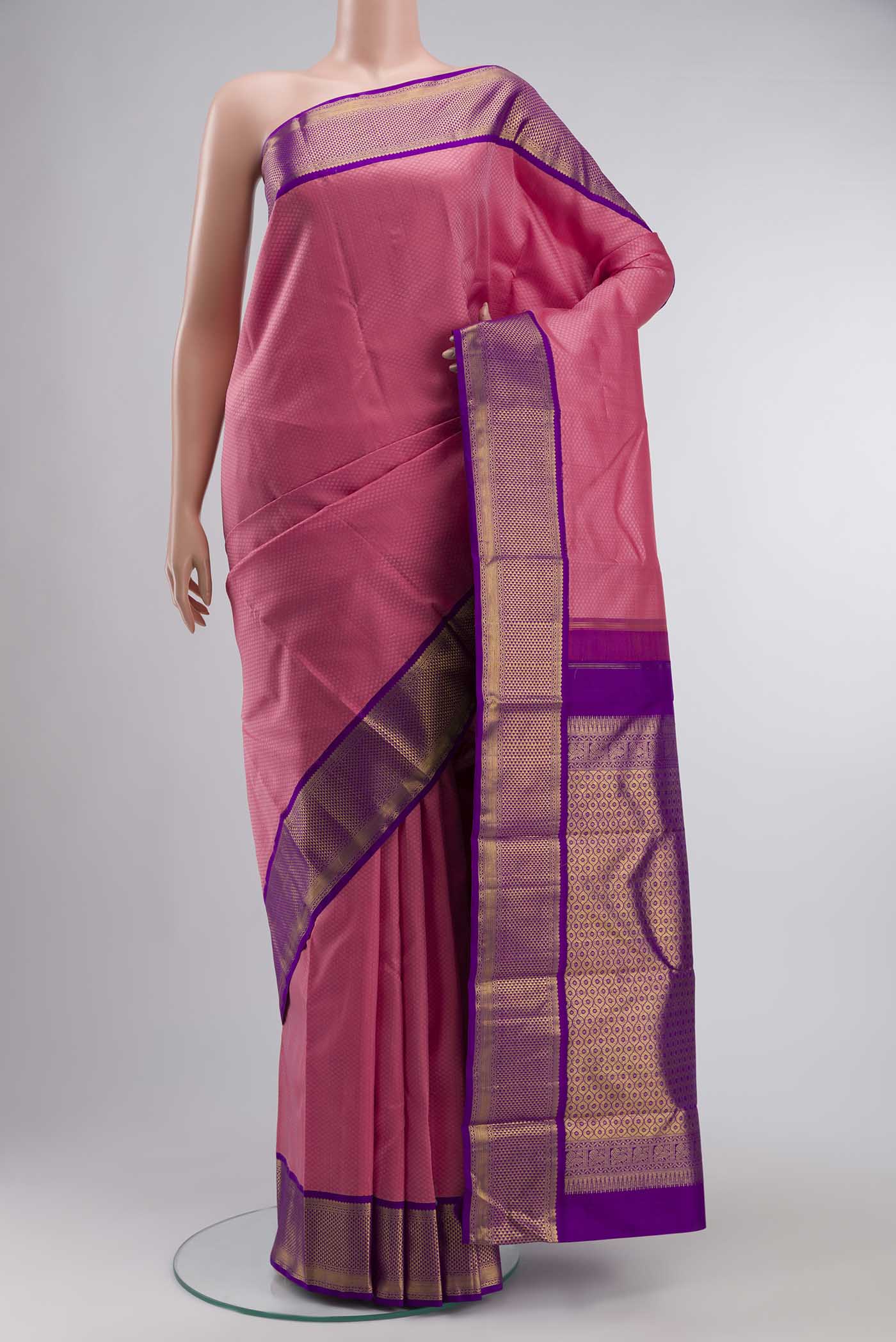 Rose pink Kanjivaram Silk Saree