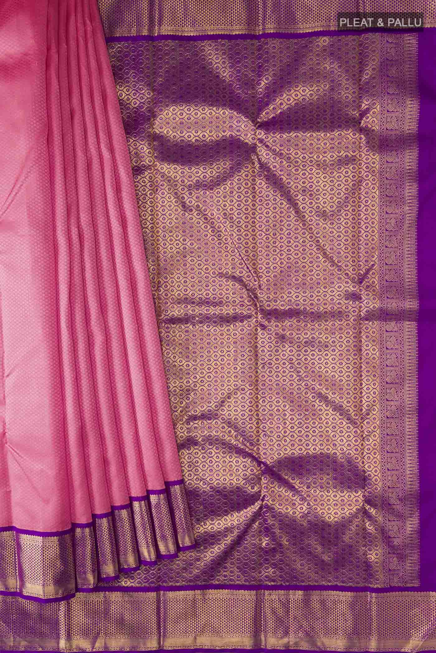 Rose pink Kanjivaram Silk Saree - Image 4