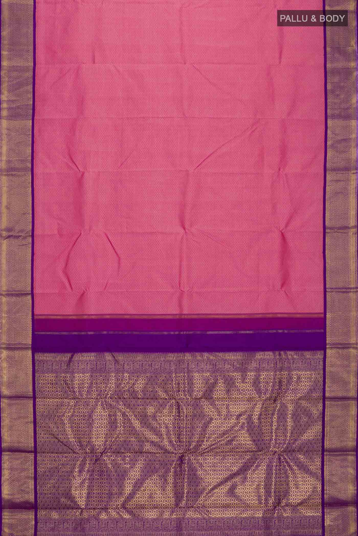 Rose pink Kanjivaram Silk Saree - Image 6