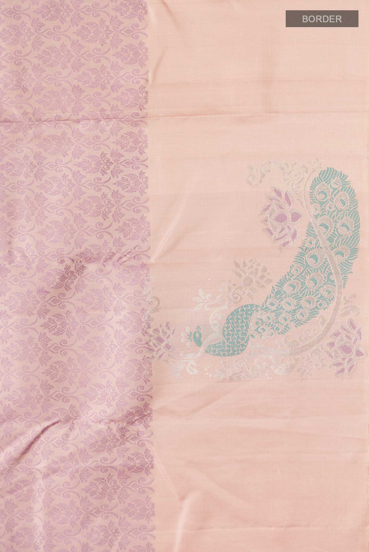 Rose pink Kanjivaram Silk Saree - Image 3