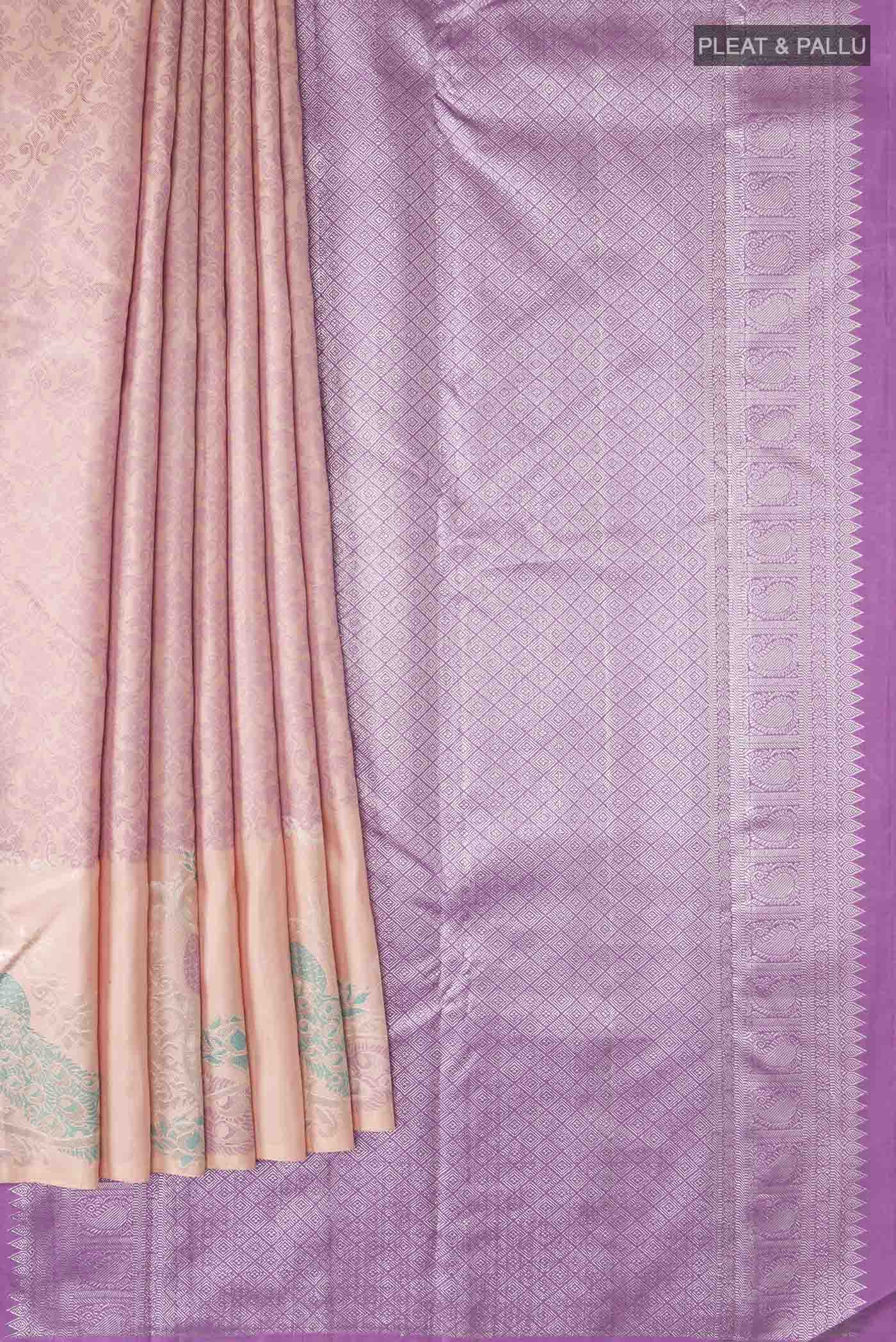 Rose pink Kanjivaram Silk Saree - Image 4