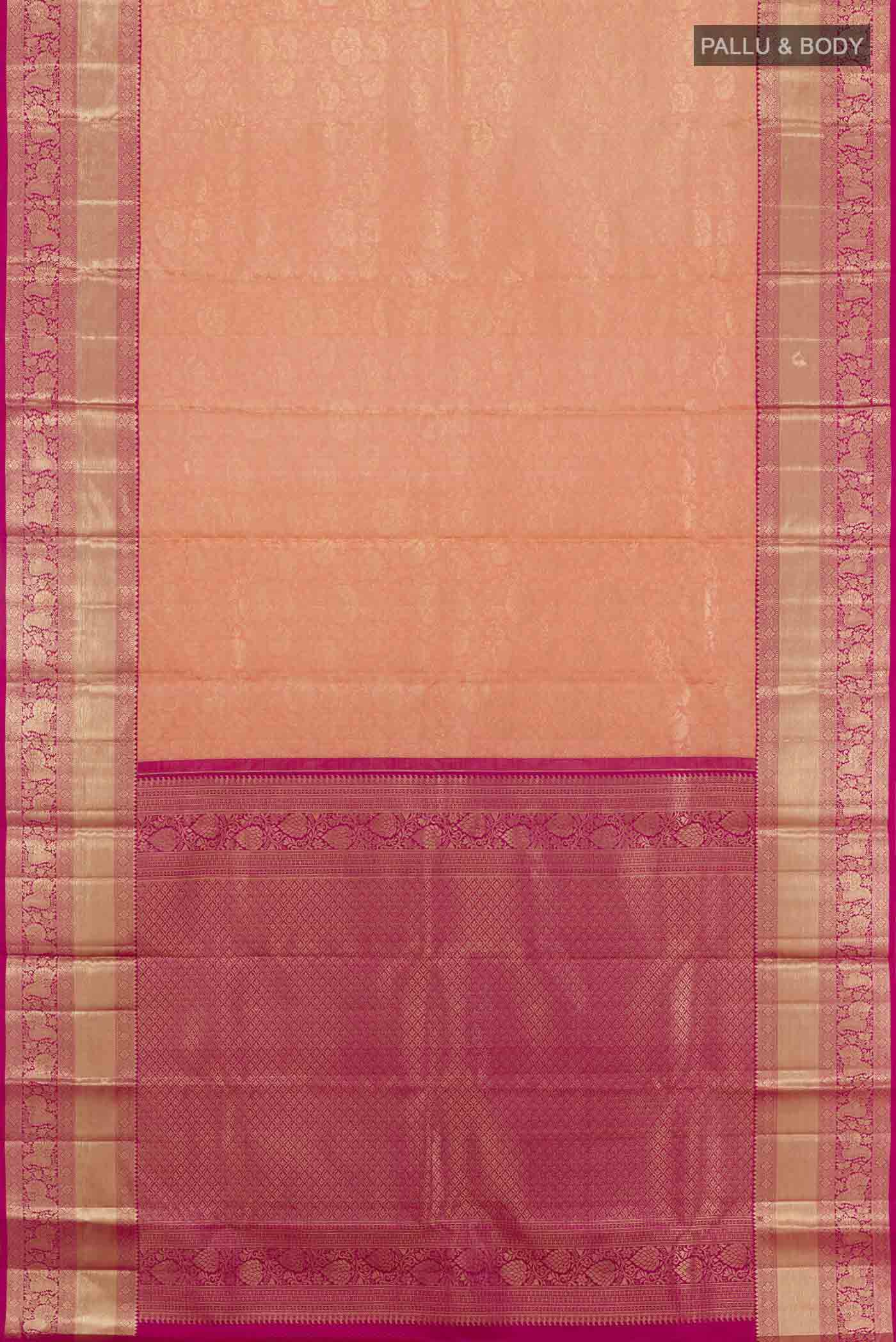 Peach Kanchipuram Silk Saree - Image 5