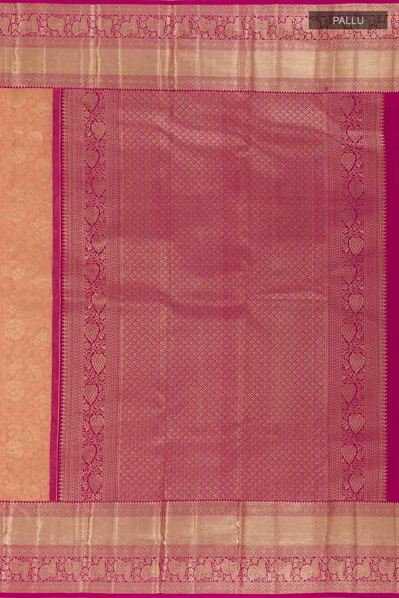 Peach Kanchipuram Silk Saree - Image 6