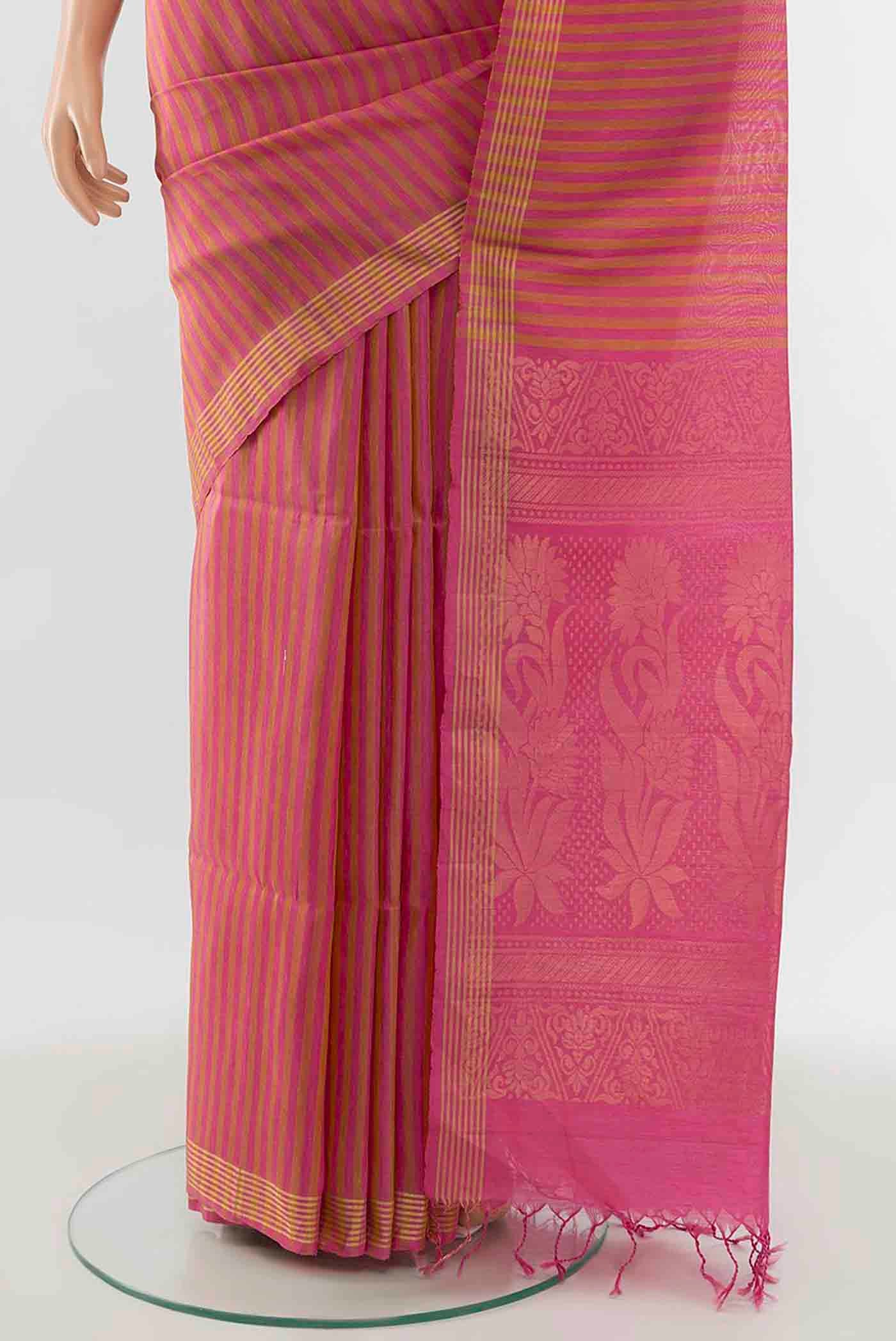 Rose pink Soft Silk Saree - Image 3