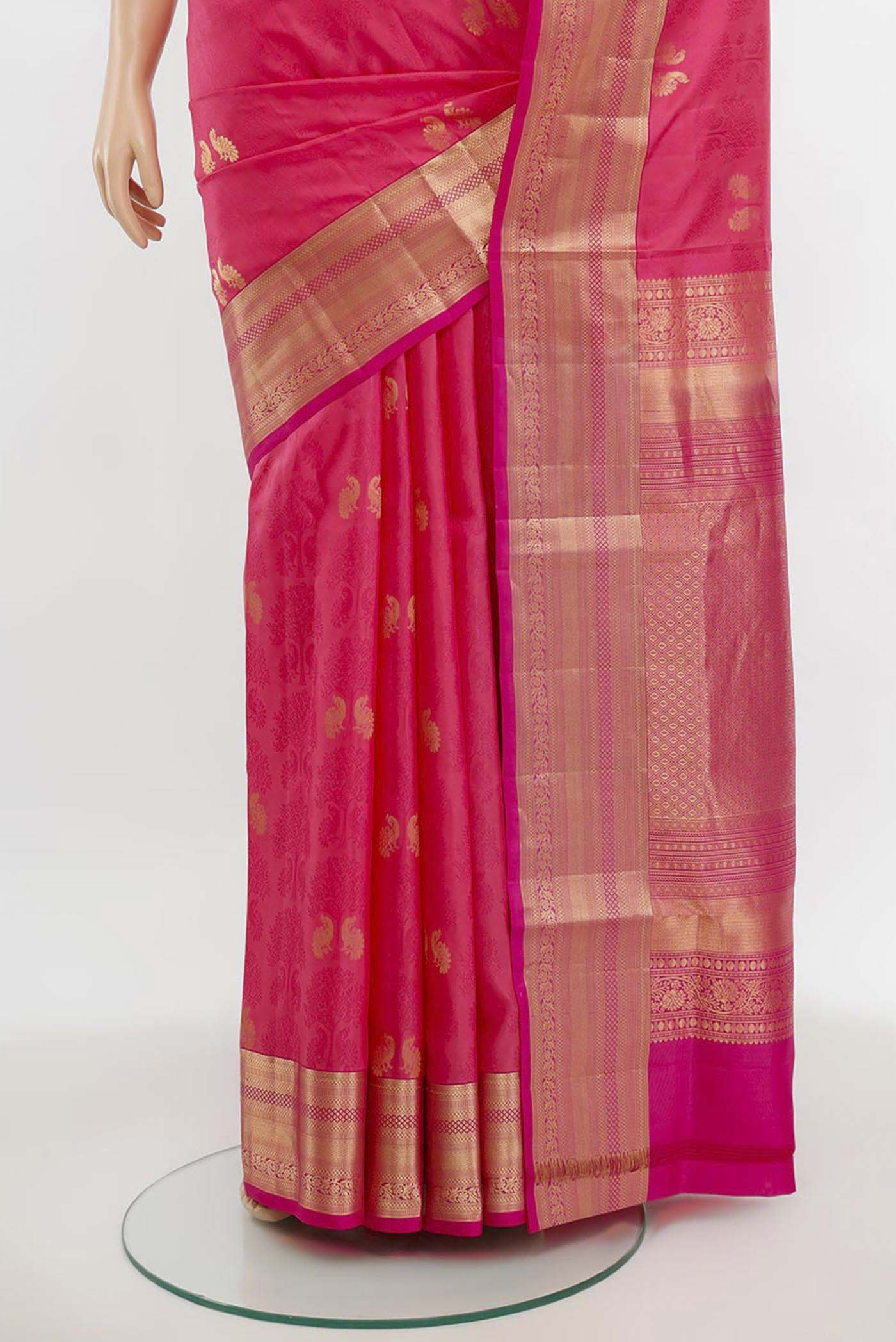 Rose pink Soft Silk Saree - Image 3