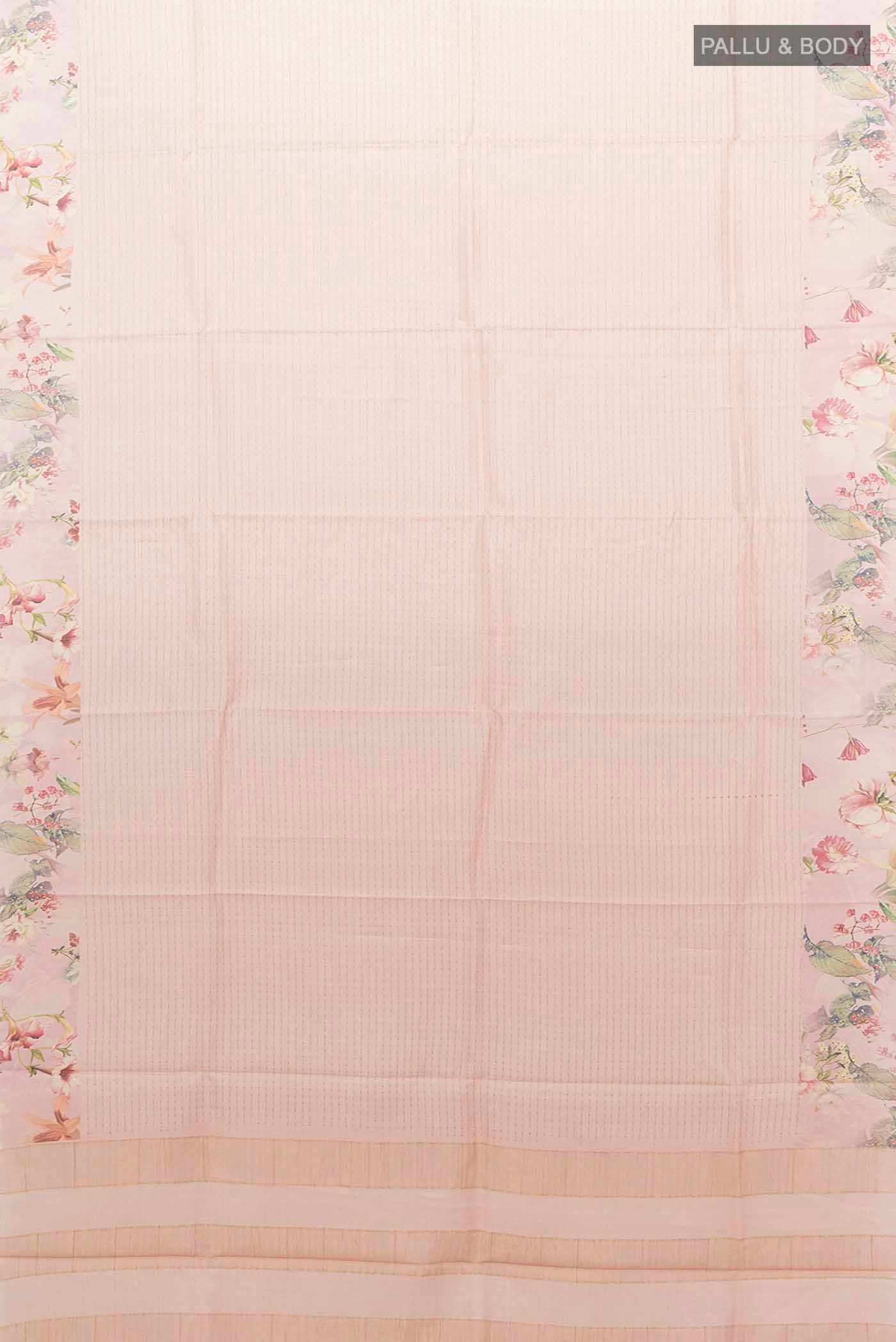Rose pink Tussar Silk Saree - Image 5