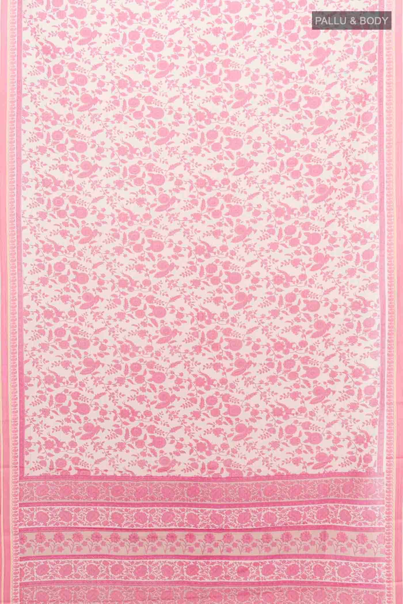 Rose pink Tussar Silk Saree - Image 5