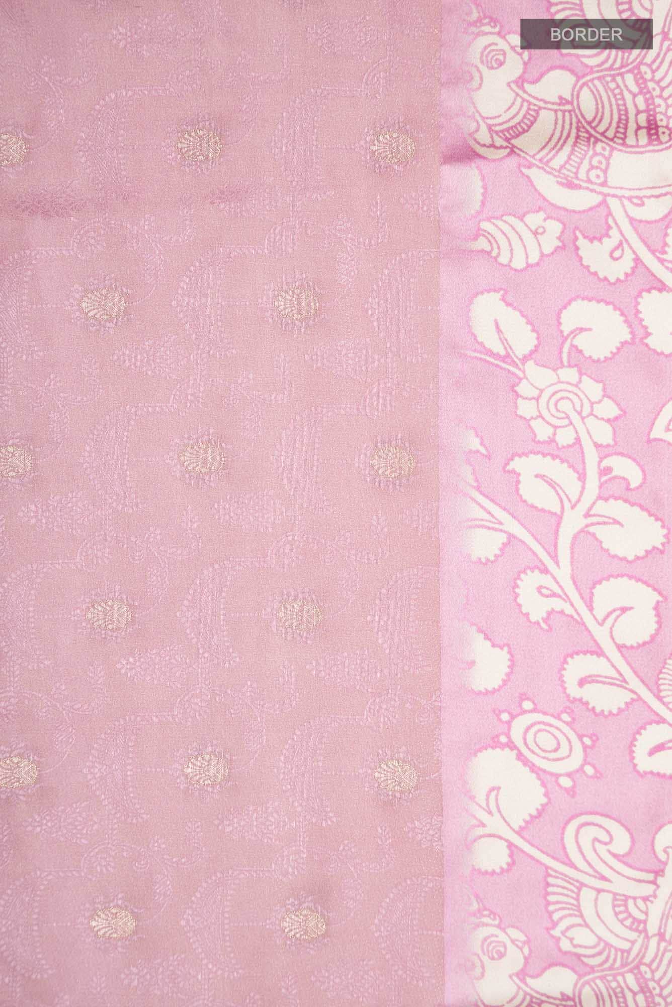 Rose pink Tussar Silk Saree - Image 4