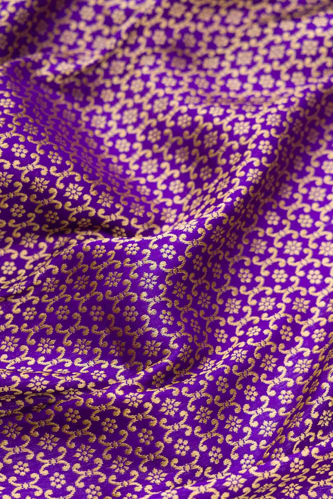 Royal Blue Dual Tone Banarasi Silk Saree - Image 3