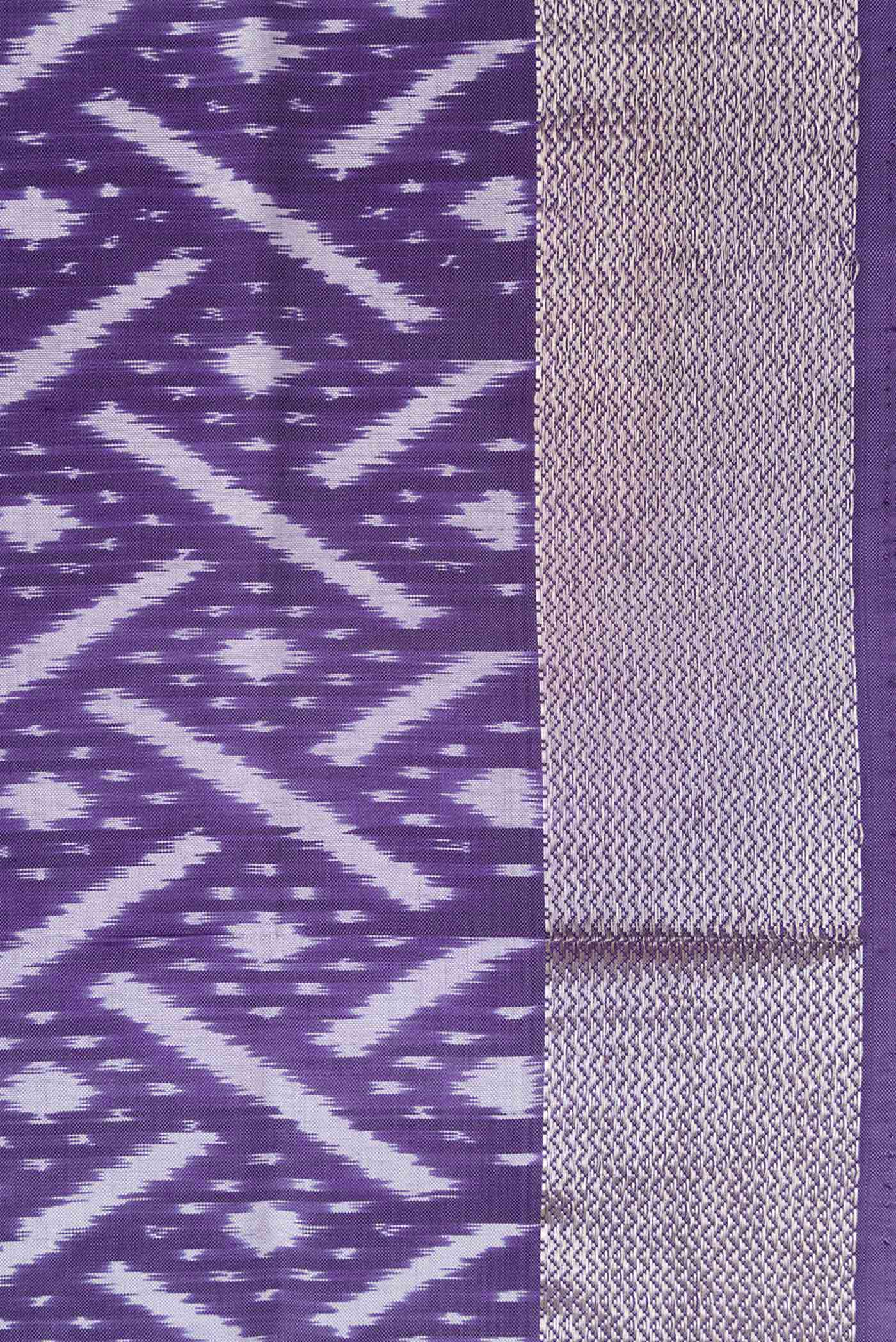Lilac Pochampally Silk Saree - Image 3