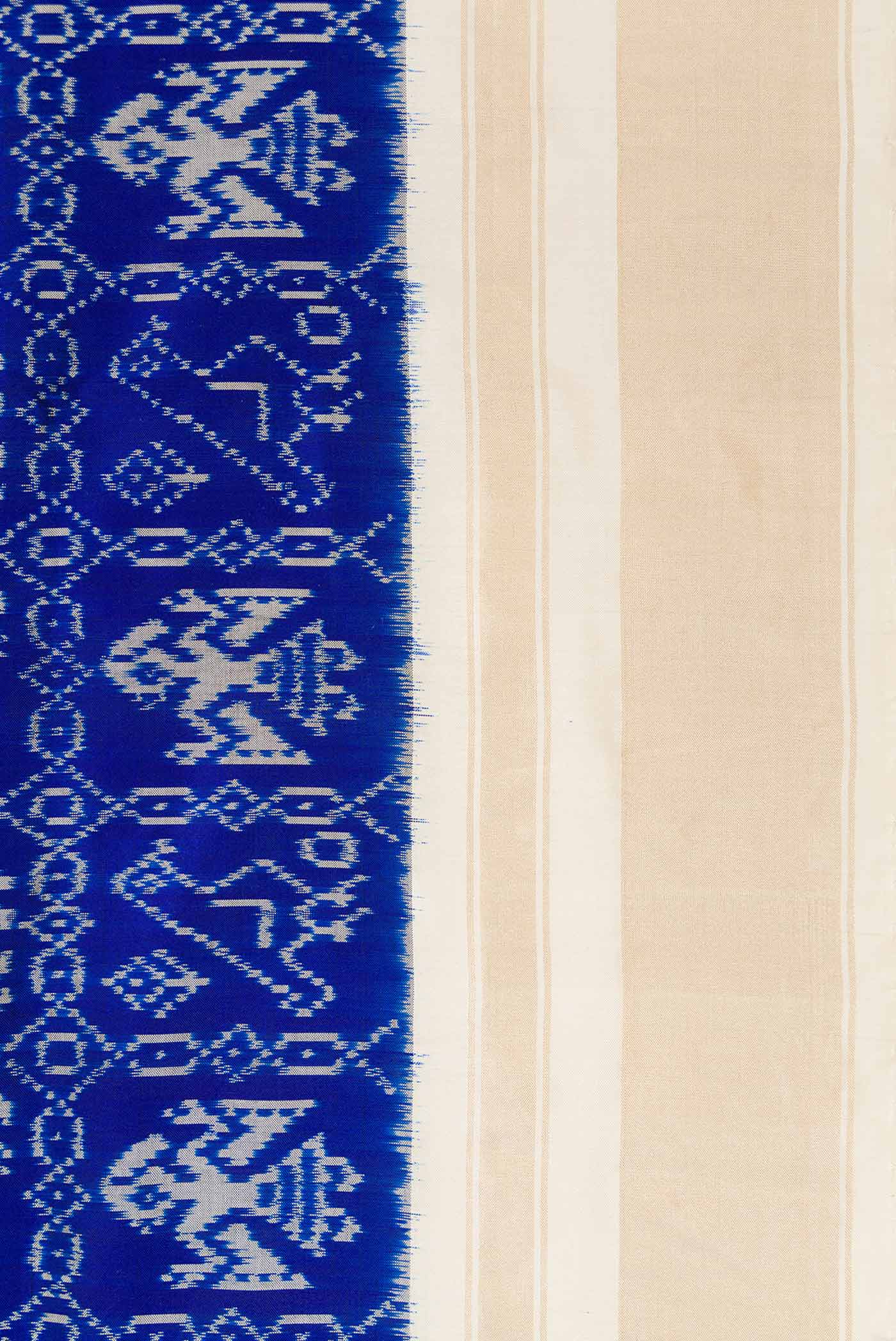Royal Blue Pochampally Silk Saree - Image 3