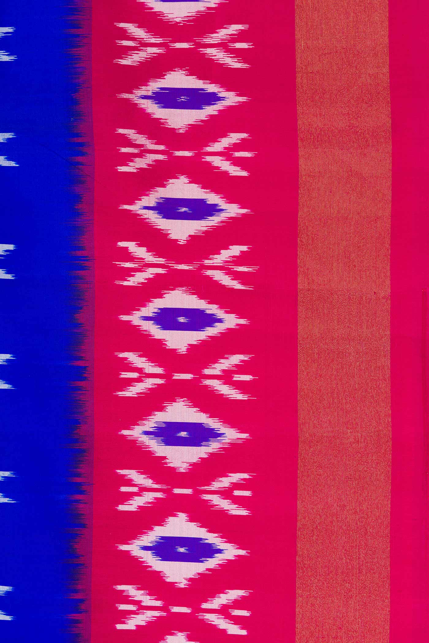 Royal Blue Pochampally Silk Saree - Image 3