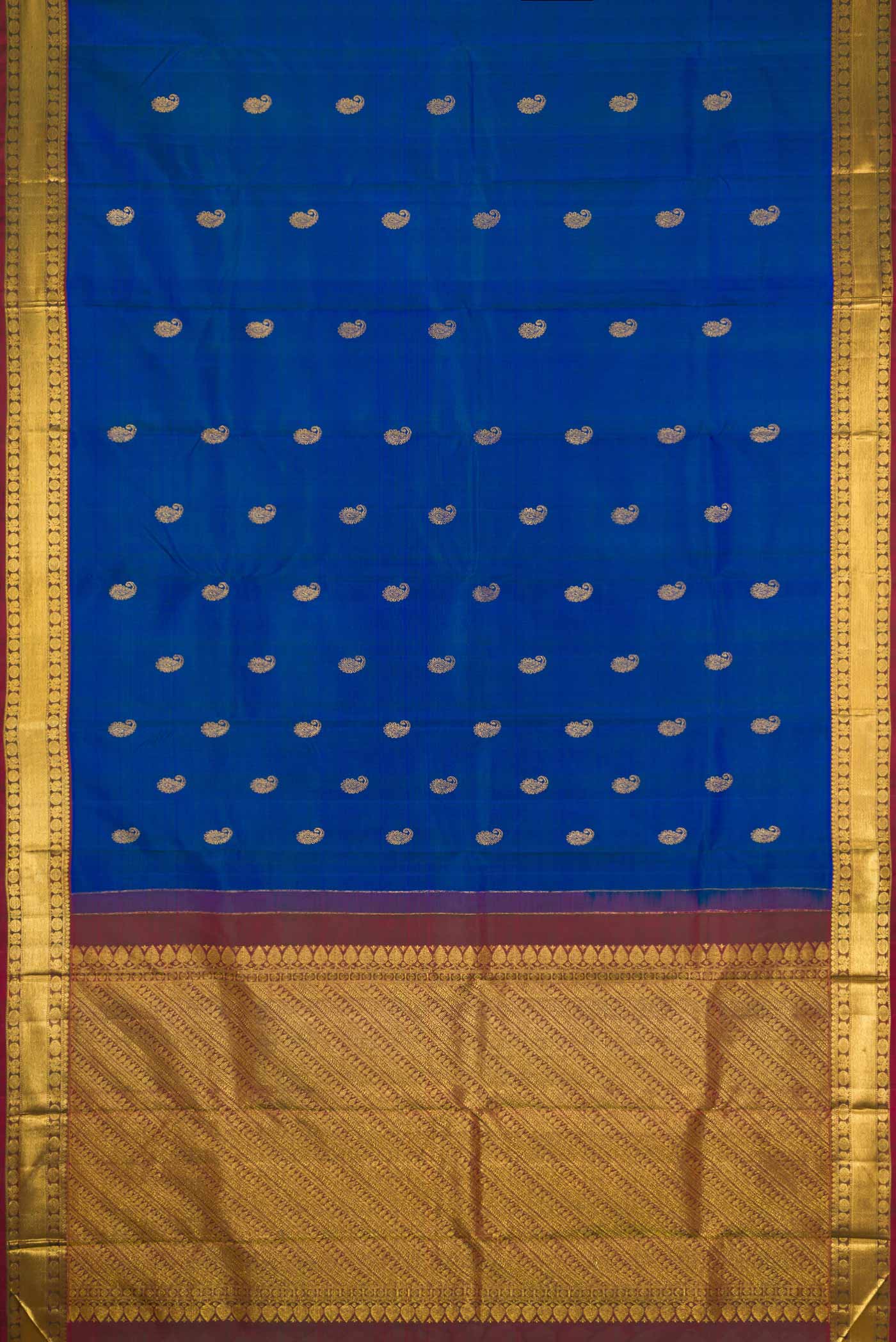 Royal Blue Dual Tone Kanjivaram Silk Saree - Image 6