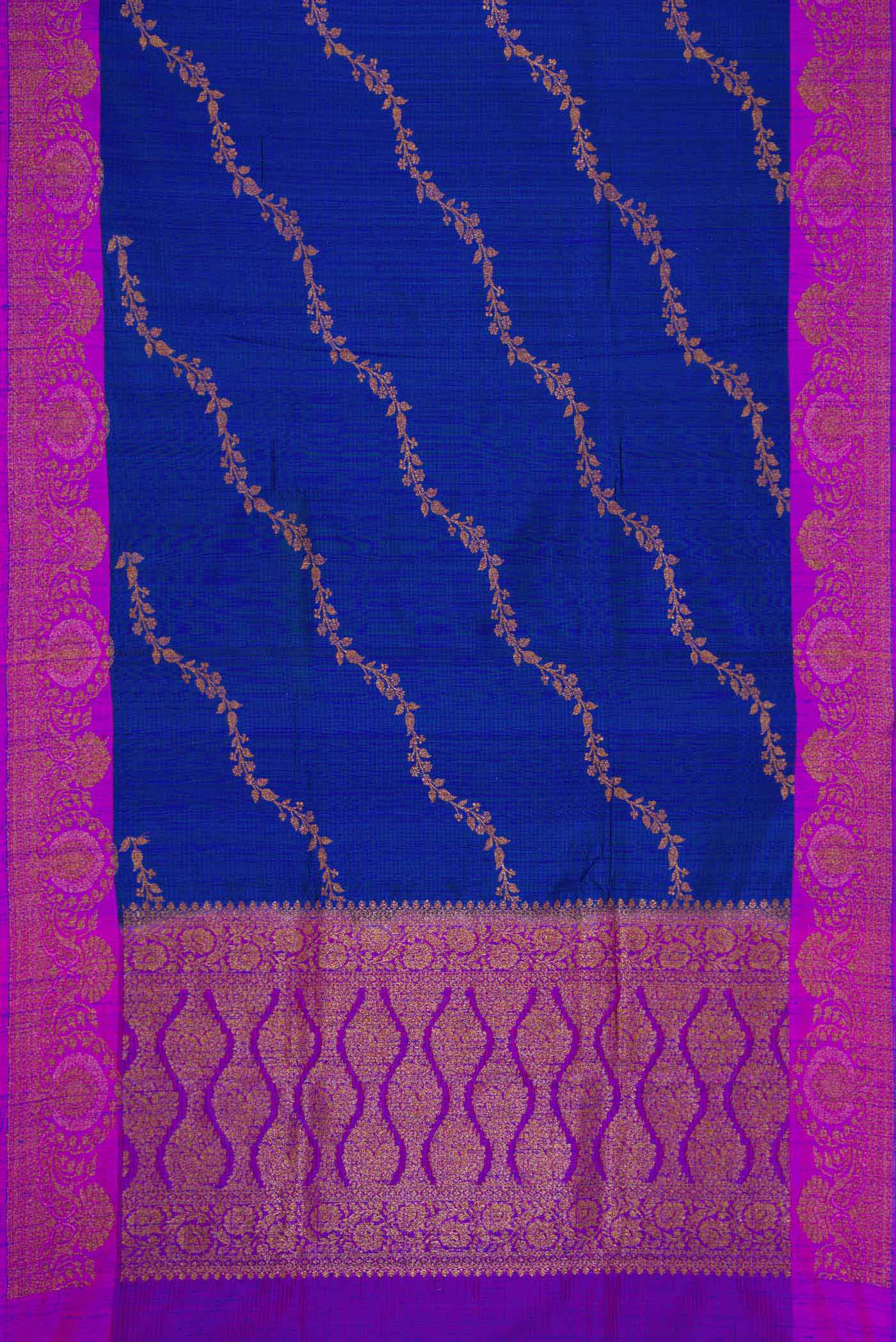 Royal Blue Banarasi Tussar Silk Saree - Image 6