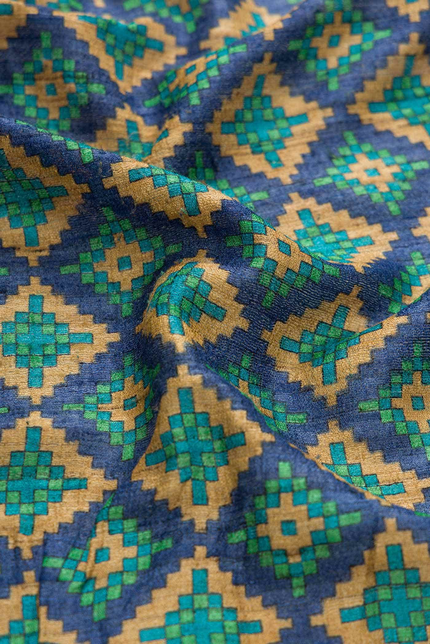 Royal Blue Jute Silk Saree - Image 2