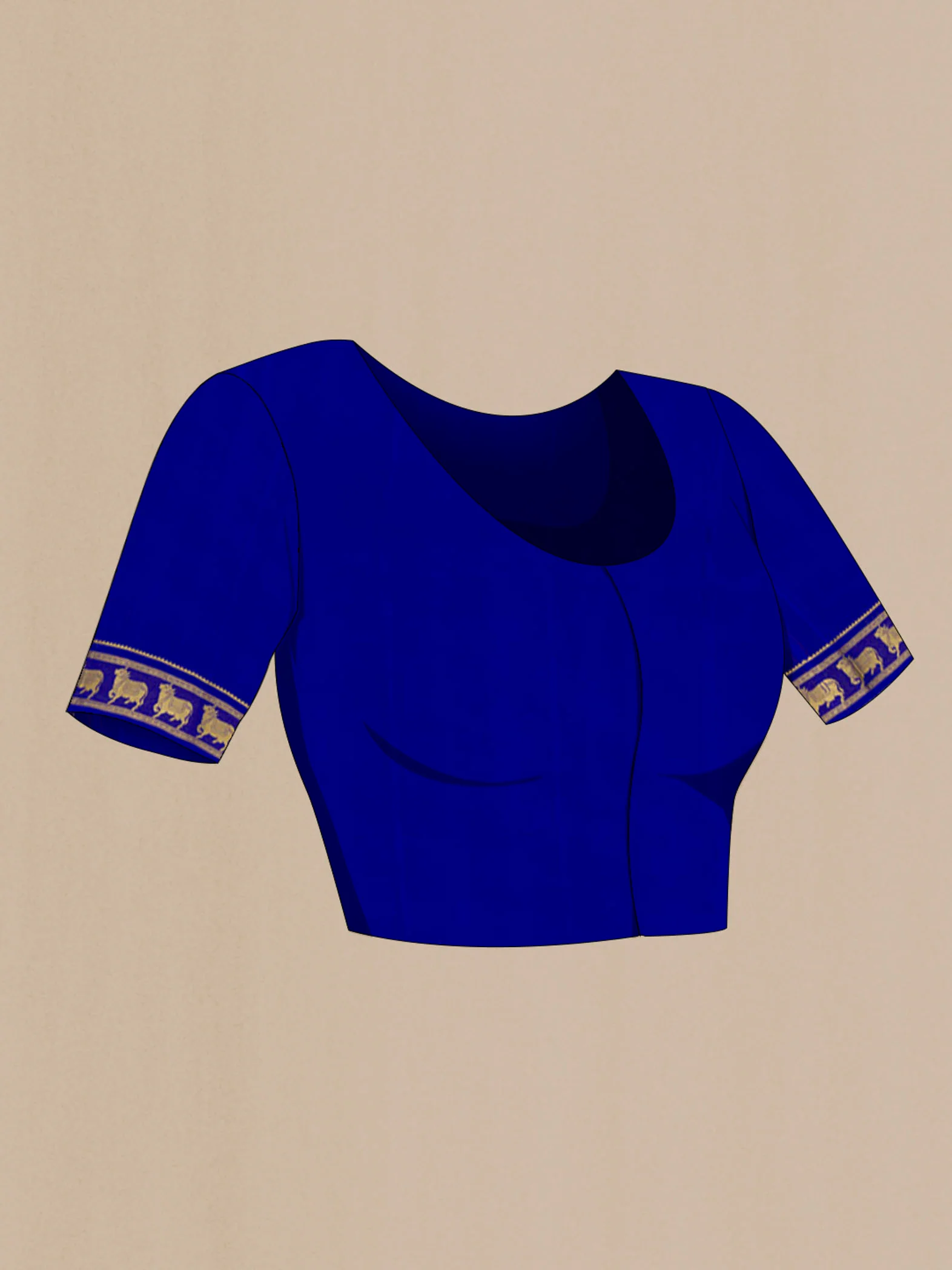 Royal Blue Mysore Crepe Saree - Image 4
