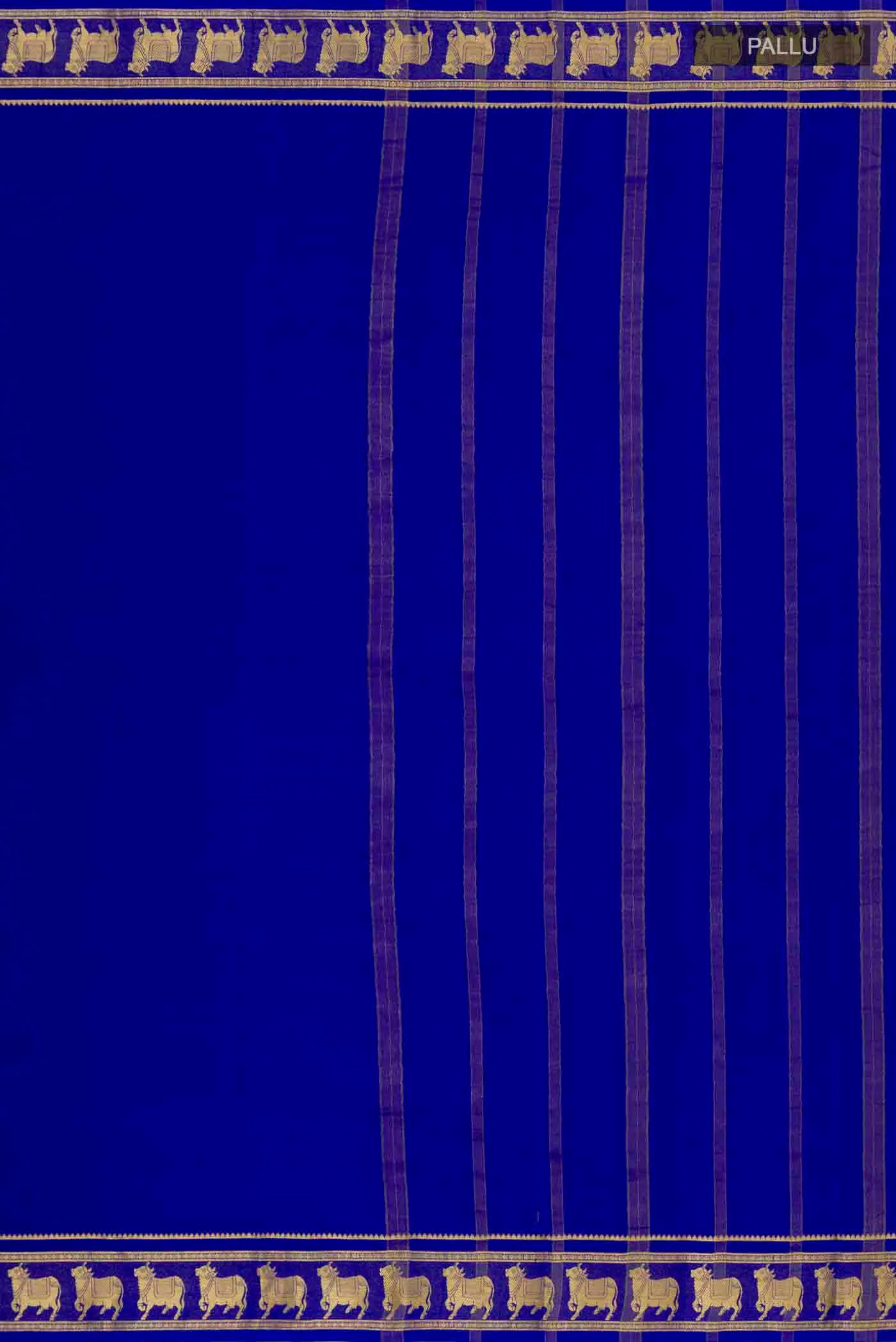 Royal Blue Mysore Crepe Saree - Image 6