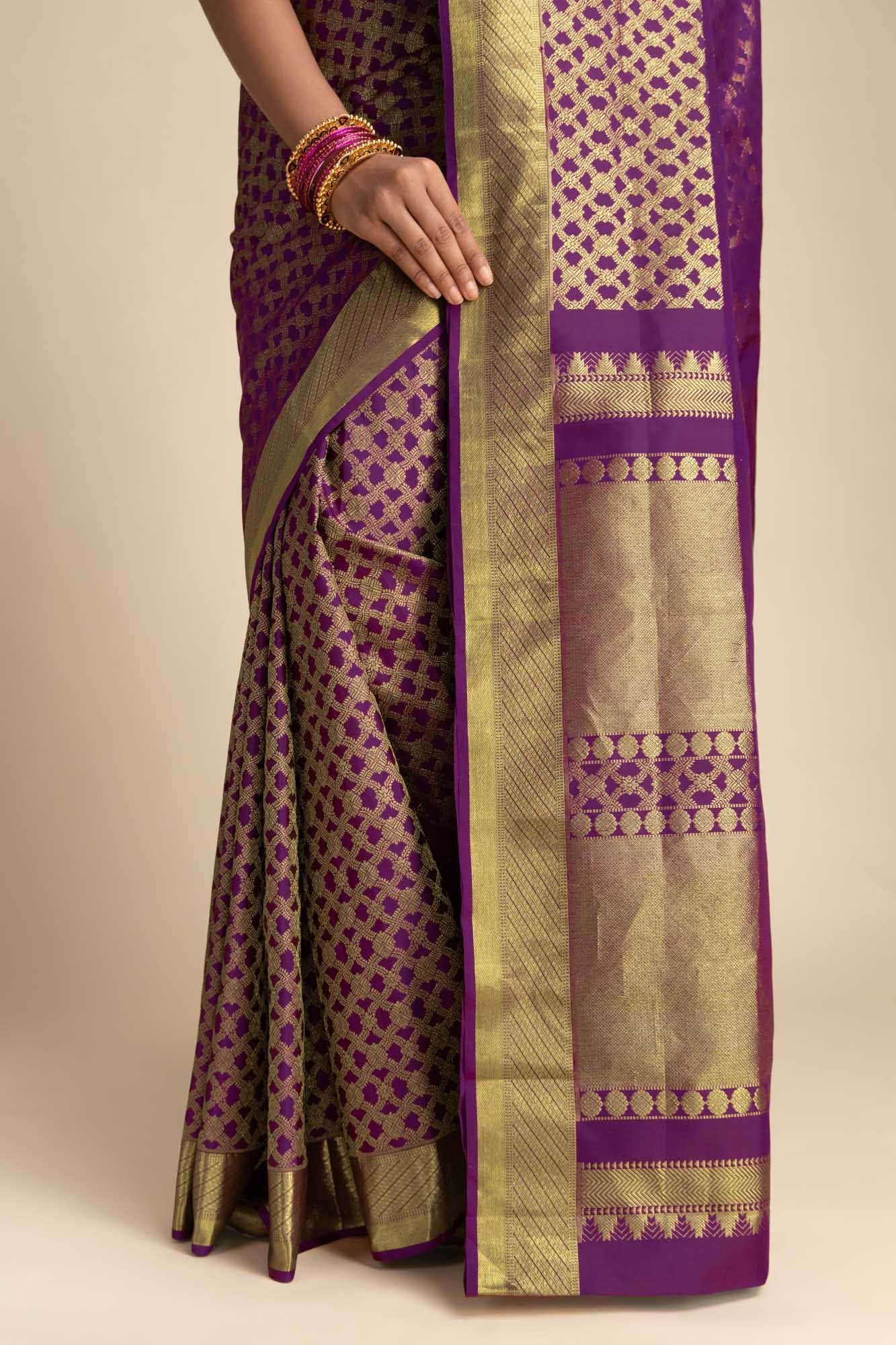 Rudrani-Purple Kanchipuram Silk Saree - Image 4