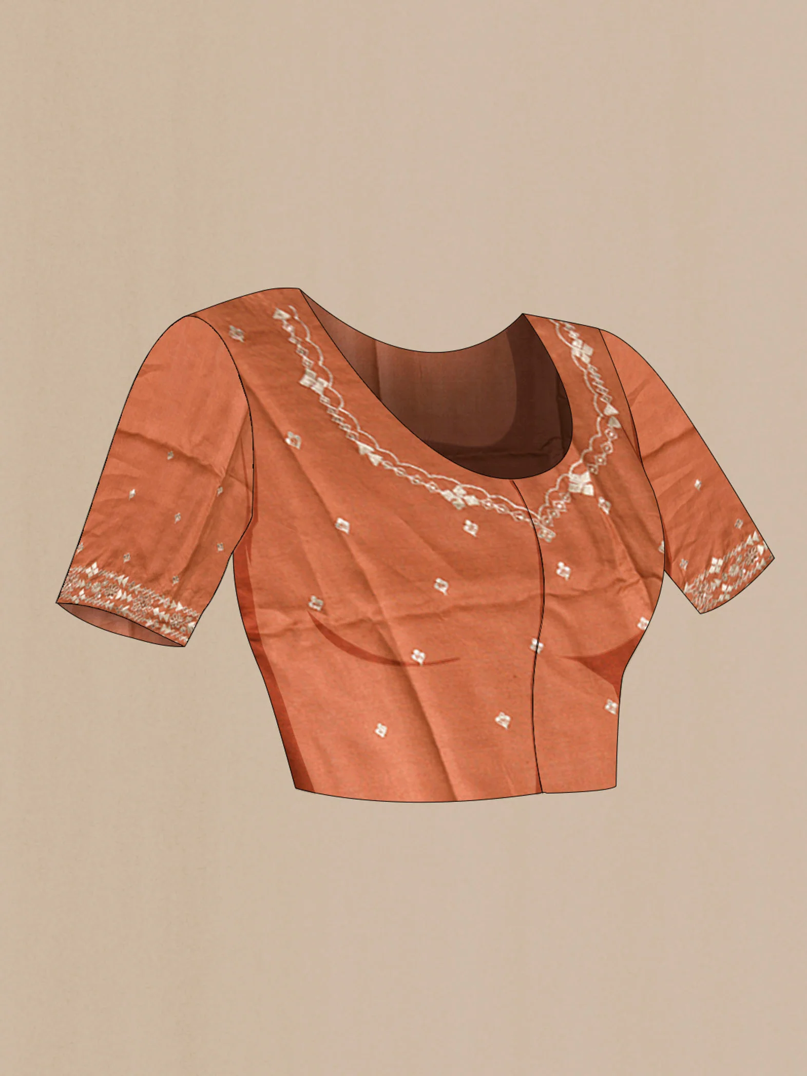 Rust Bhagalpuri Tussar Silk Saree - Image 5