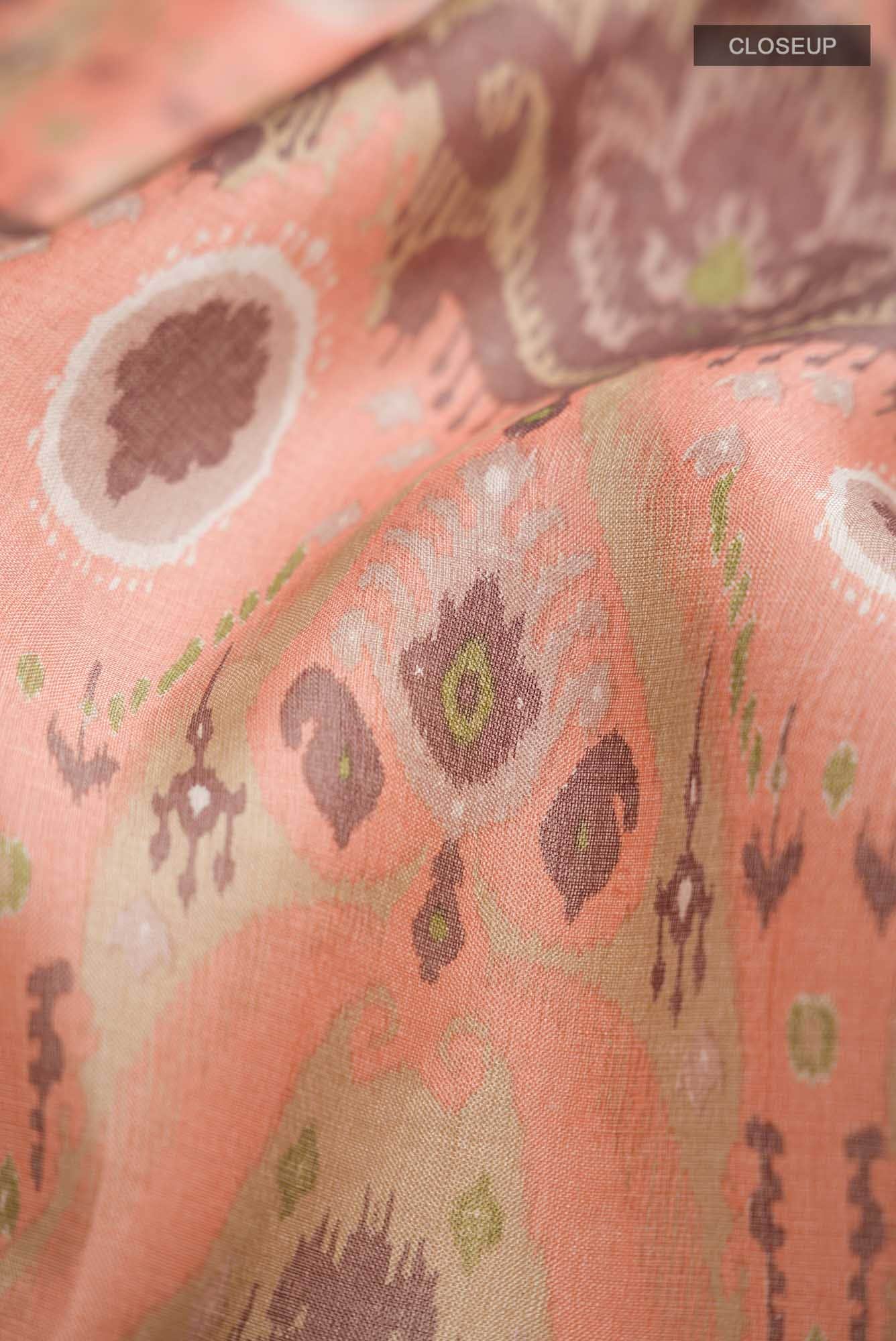 Rust Bhagalpuri Tussar Silk Saree - Image 2