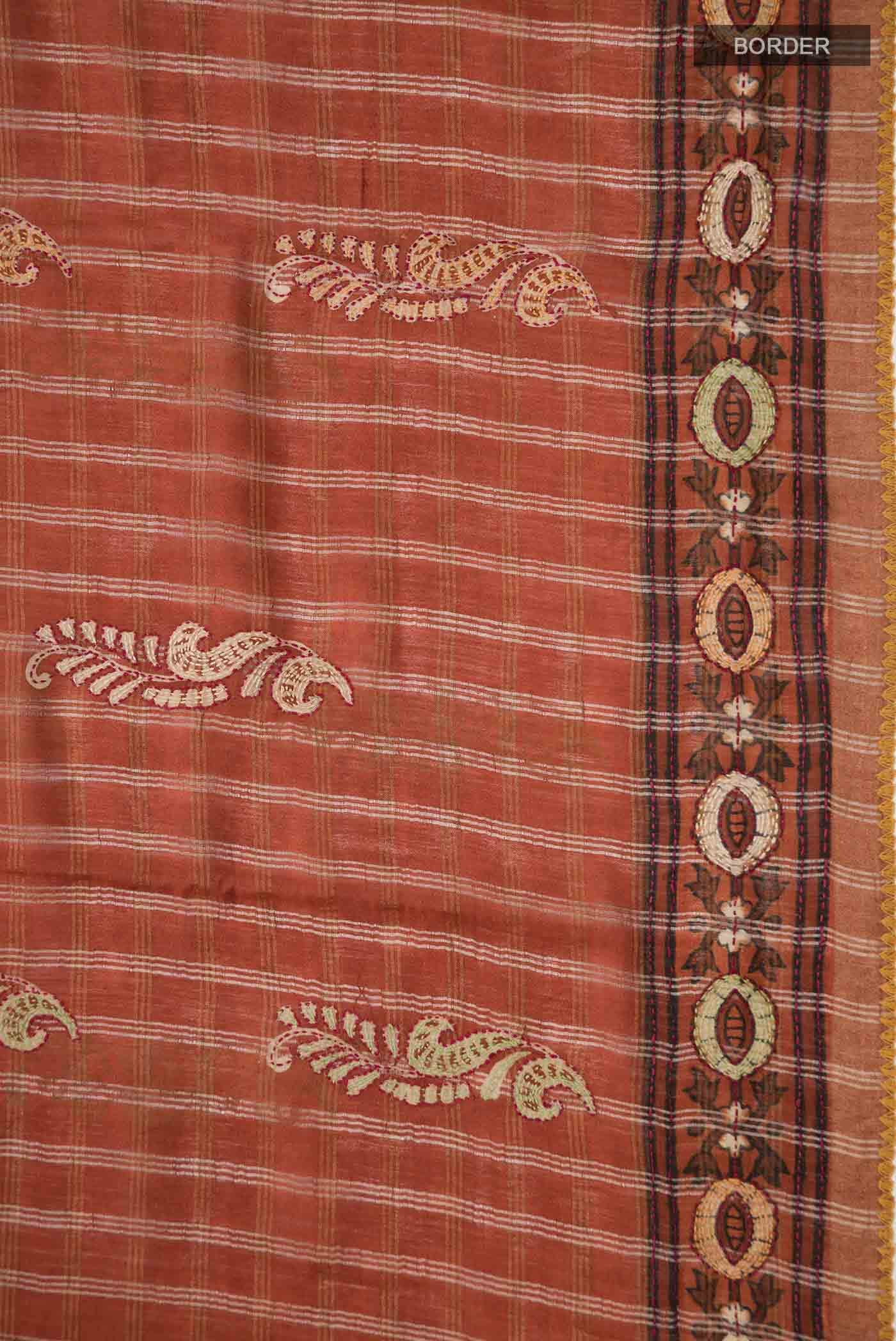 Rust Bhagalpuri Tussar Silk Saree - Image 4