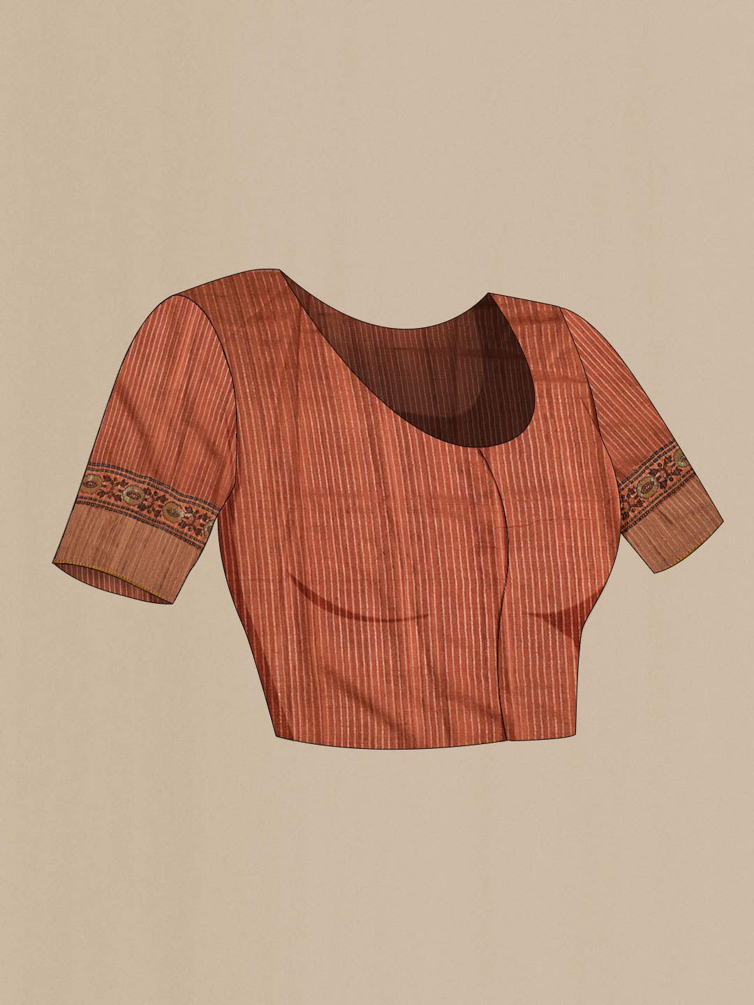 Rust Bhagalpuri Tussar Silk Saree - Image 5