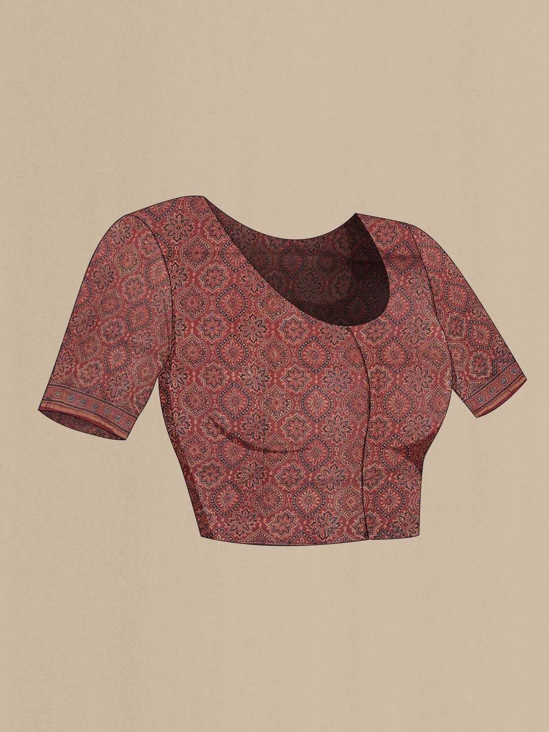 Rust Chanderi Silk Cotton Saree - Image 3