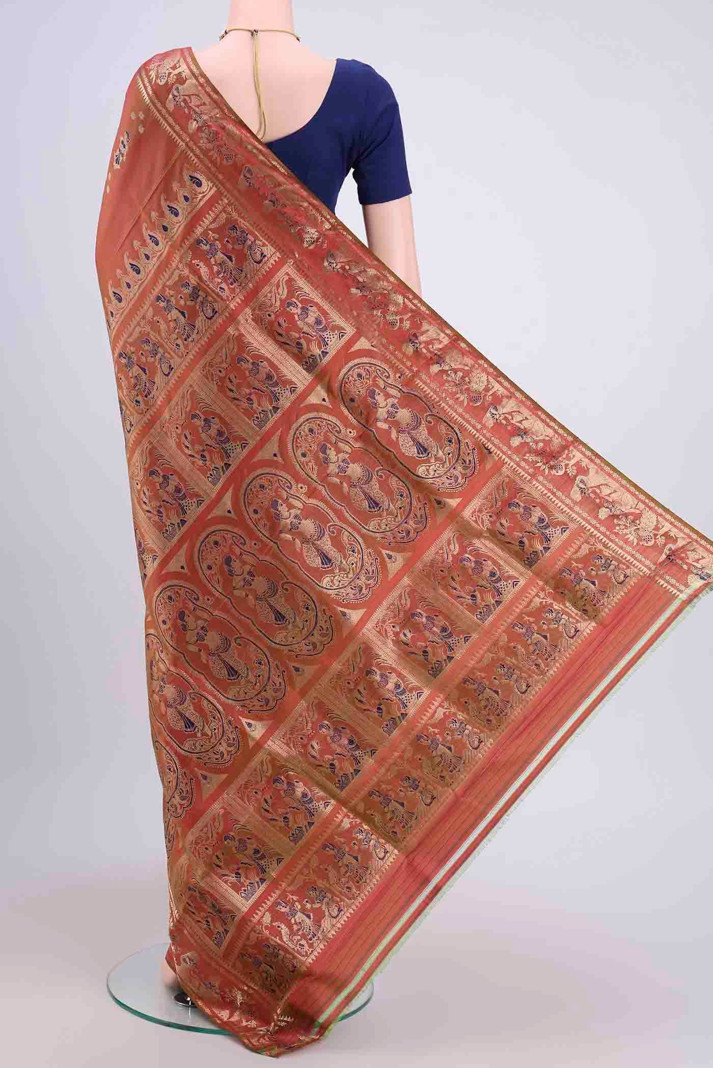 Rust Dual Tone Baluchari Silk Saree - Image 3
