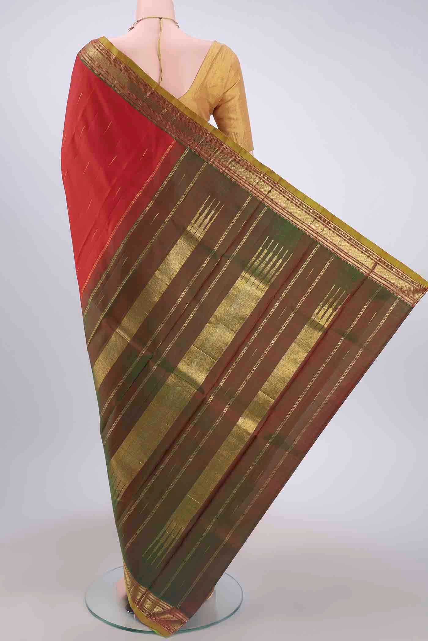 Rust Dual Tone Kanjivaram Saree - Image 3