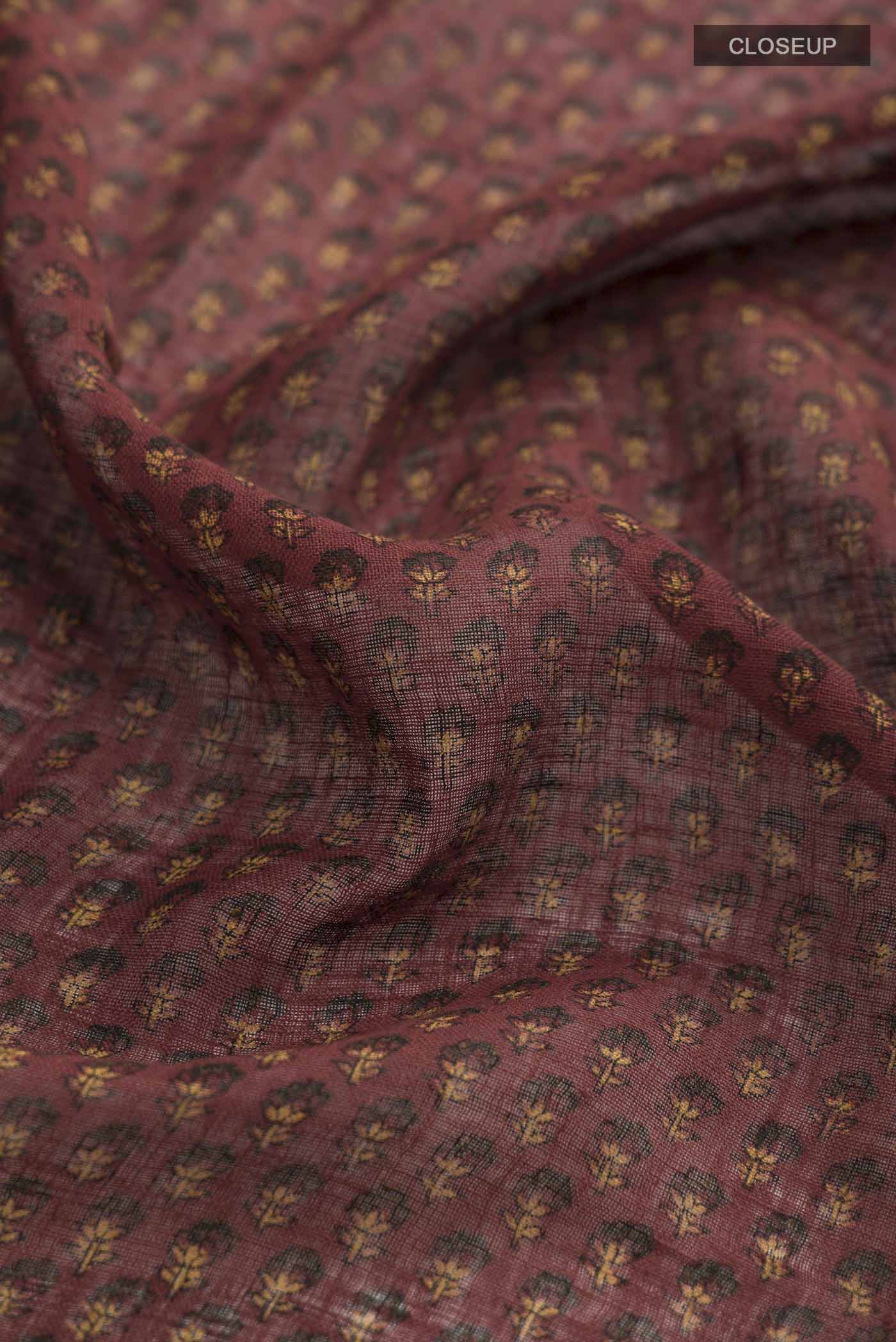 Rust Kalamkari Cotton Saree - Image 2