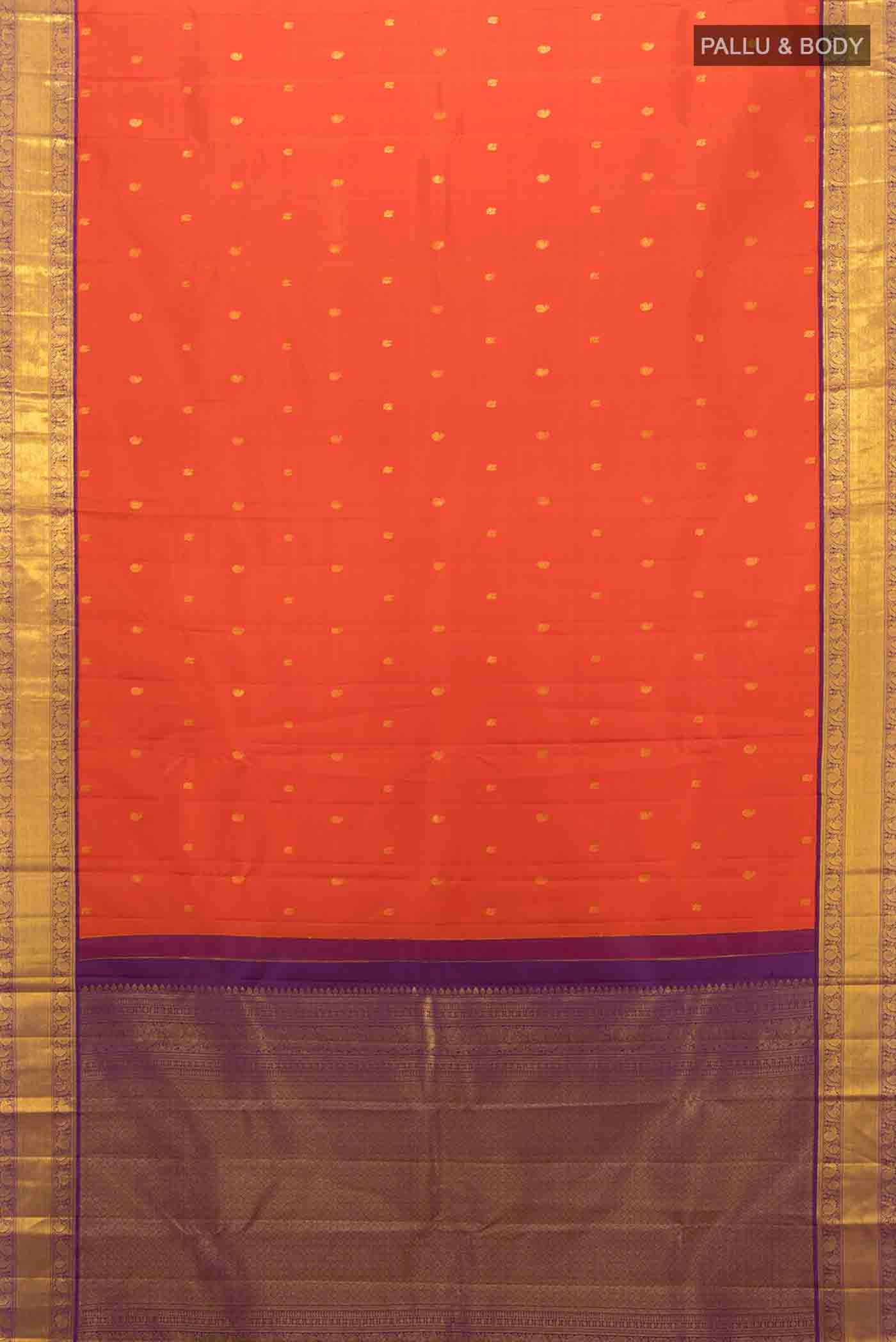 Orange Kanjivaram Silk Saree - Image 5