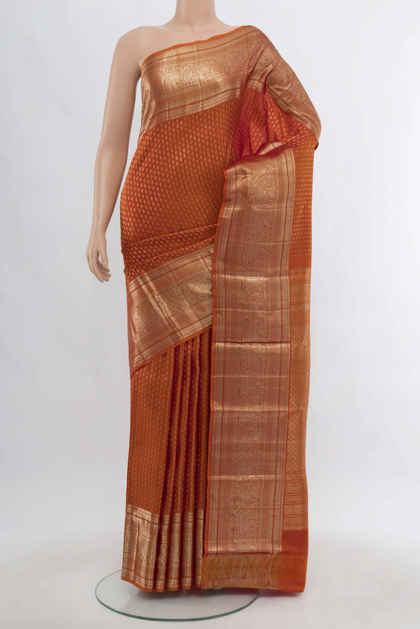 Rust Kanchipuram Silk Saree